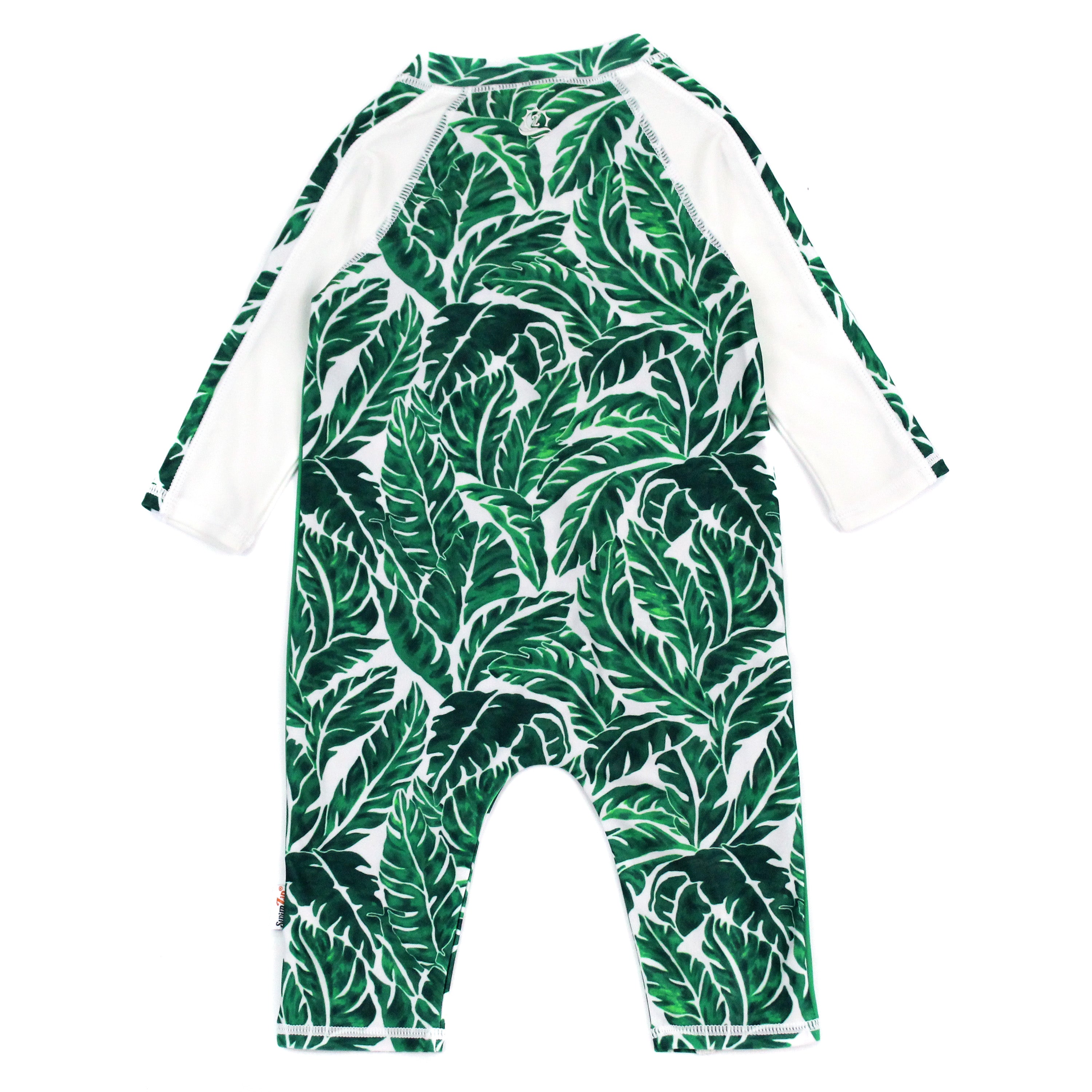 Sunsuit - Long Sleeve Romper Swimsuit | "Palm Leaf"-SwimZip UPF 50+ Sun Protective Swimwear & UV Zipper Rash Guards-pos9