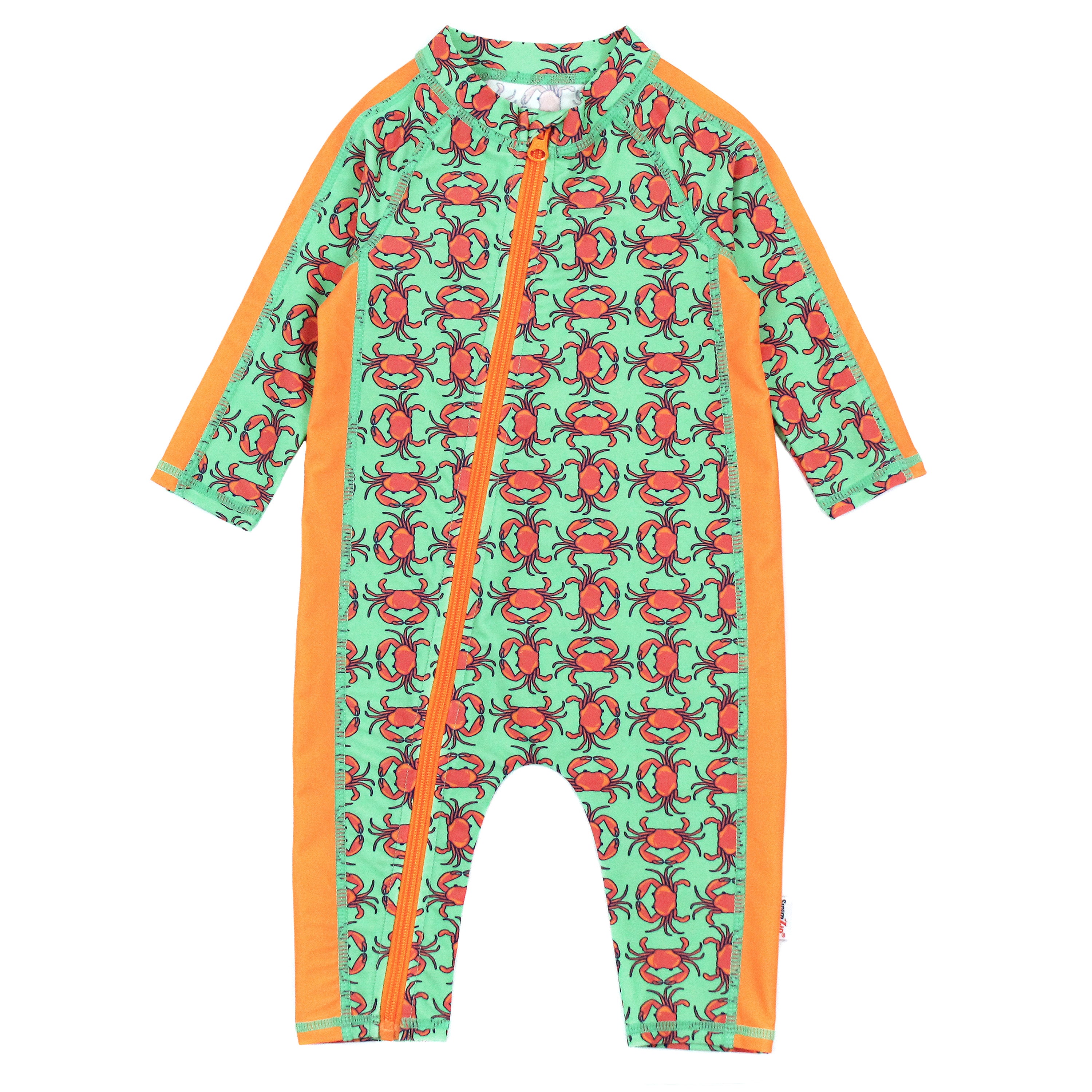 Sunsuit - Long Sleeve Romper Swimsuit | "Don’t Be A Crab"-0-6 Month-Don't Be a Crab-SwimZip UPF 50+ Sun Protective Swimwear & UV Zipper Rash Guards-pos1