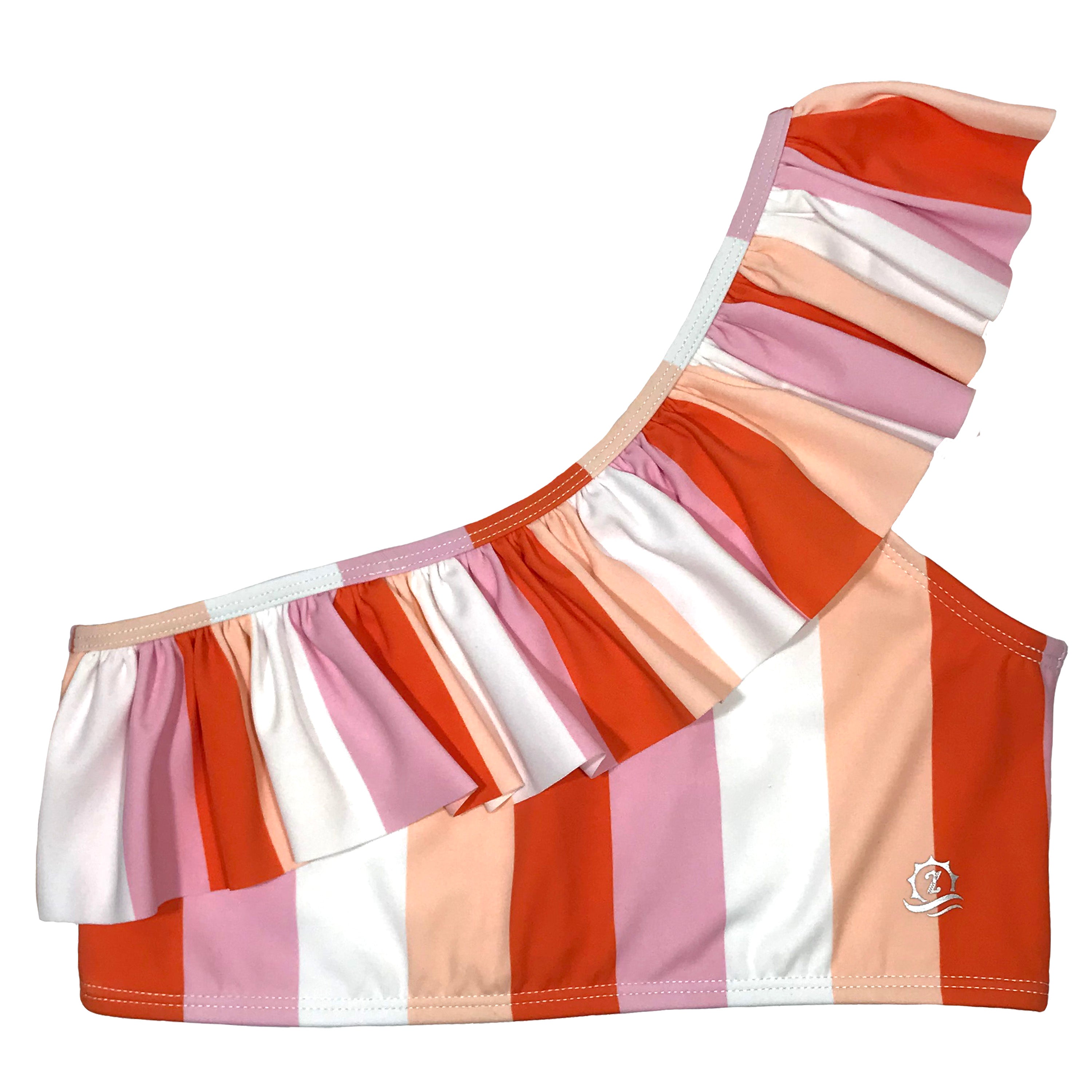 Women's One Shoulder Bikini Top - "Peachy Stripes"-SwimZip UPF 50+ Sun Protective Swimwear & UV Zipper Rash Guards-pos3