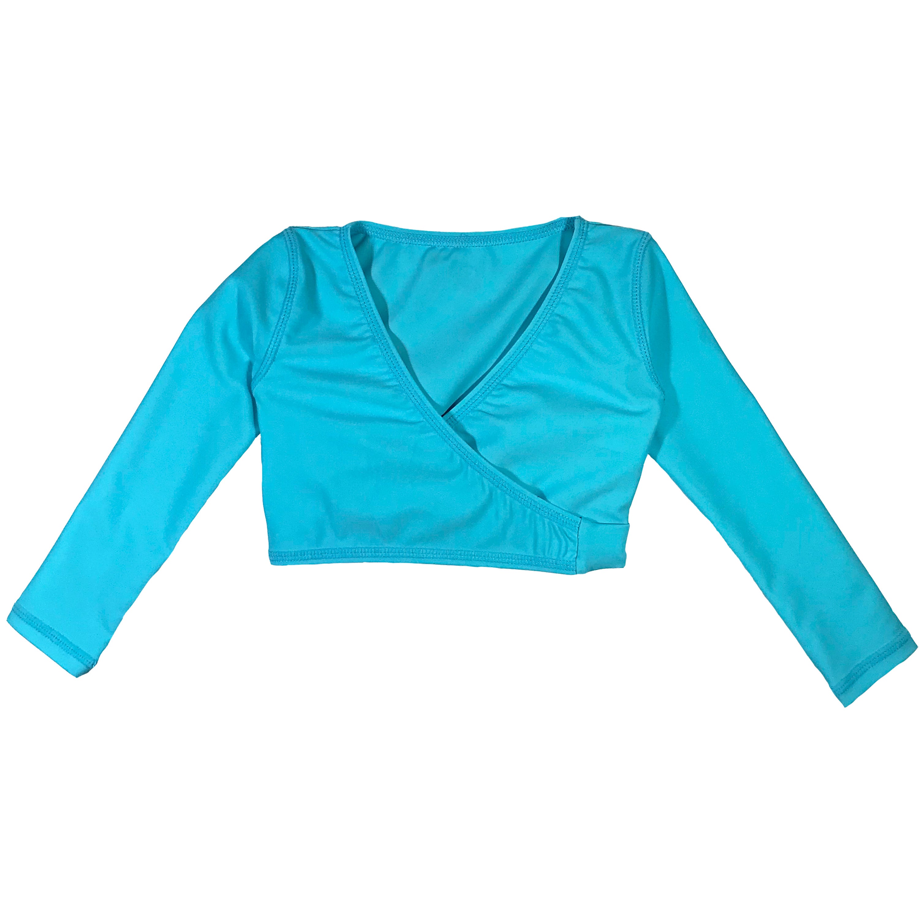 Girls Long Sleeve Swim Wrap Top - "Aqua"-2T-Aqua-SwimZip UPF 50+ Sun Protective Swimwear & UV Zipper Rash Guards-pos1