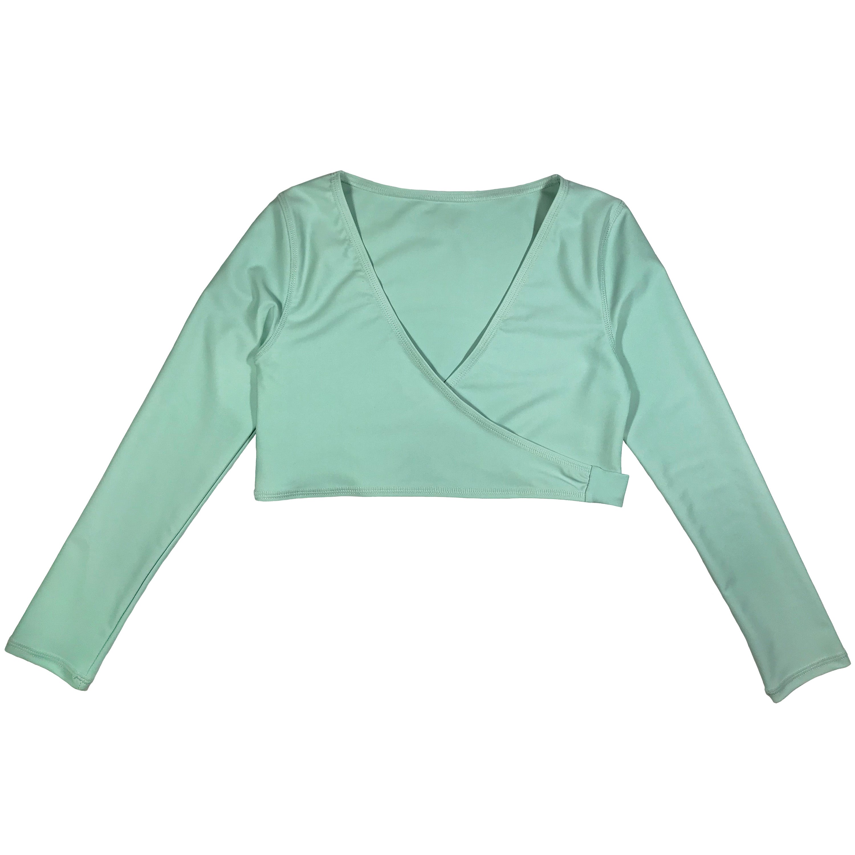 Girls Long Sleeve Swim Wrap Top - "Mint"-2T-Mint-SwimZip UPF 50+ Sun Protective Swimwear & UV Zipper Rash Guards-pos1