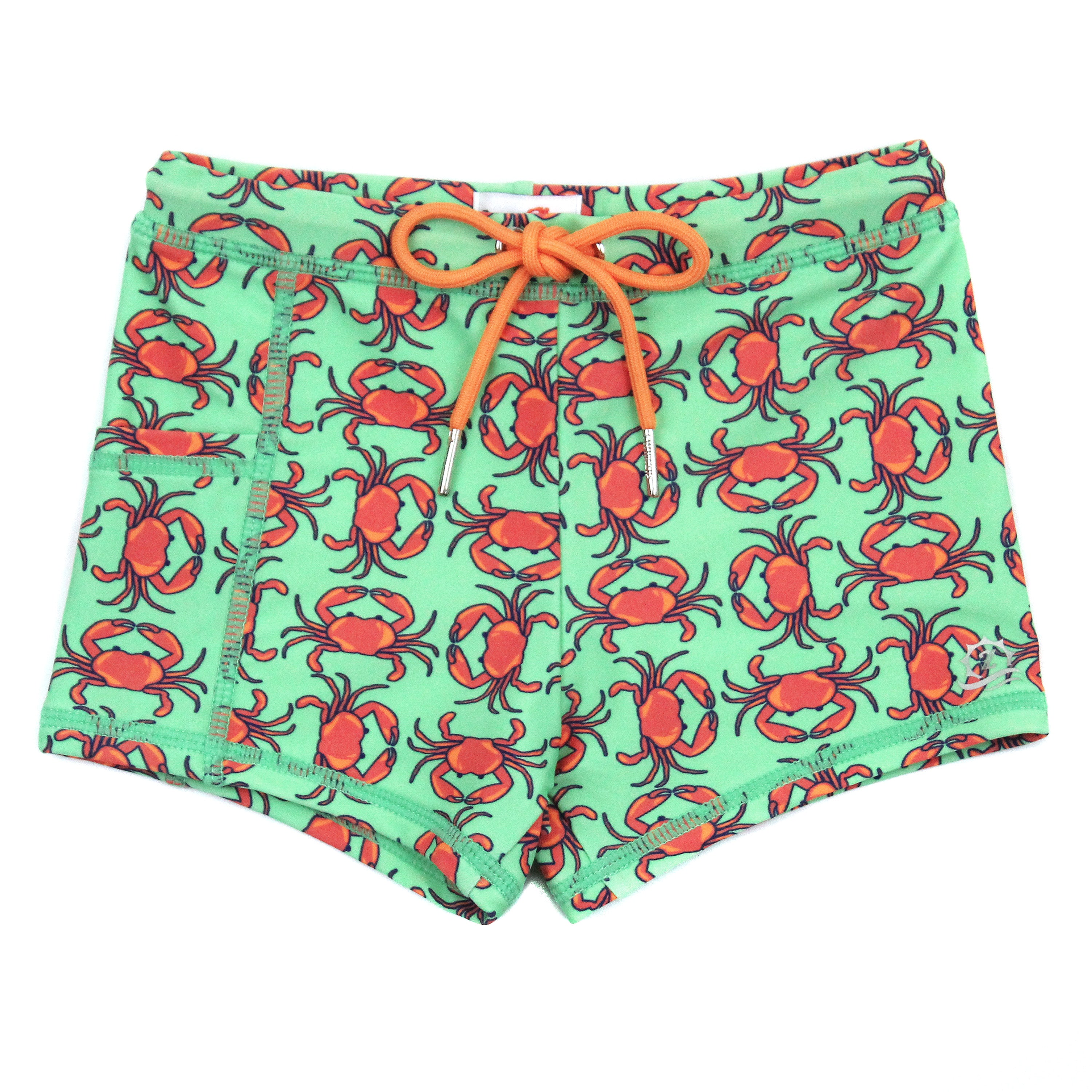 Kids Euro Swim Shorties | "Don't Be A Crab-SwimZip UPF 50+ Sun Protective Swimwear & UV Zipper Rash Guards-pos1
