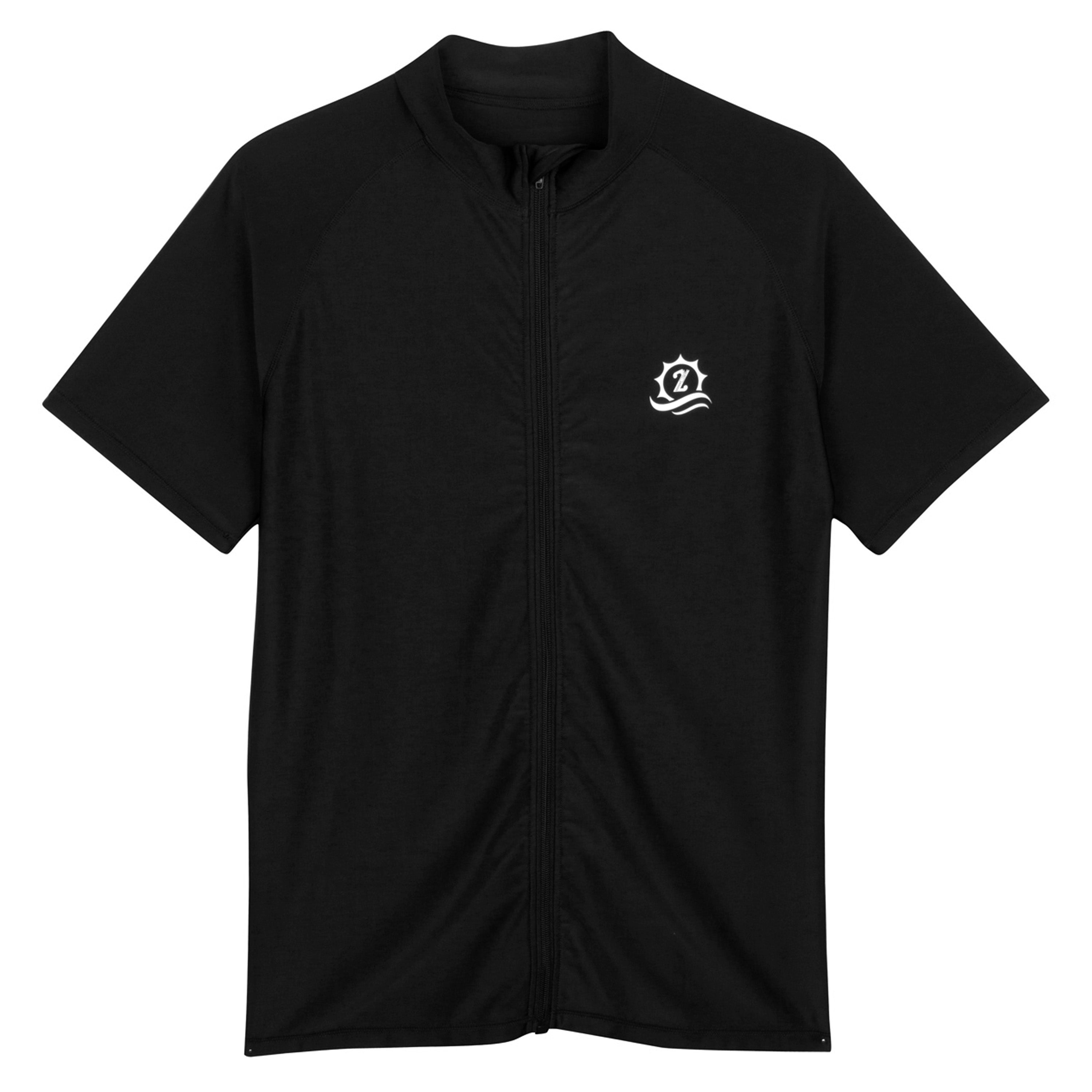 Men's Short Sleeve Rash Guard | “Black”-S-Black-SwimZip UPF 50+ Sun Protective Swimwear & UV Zipper Rash Guards-pos1