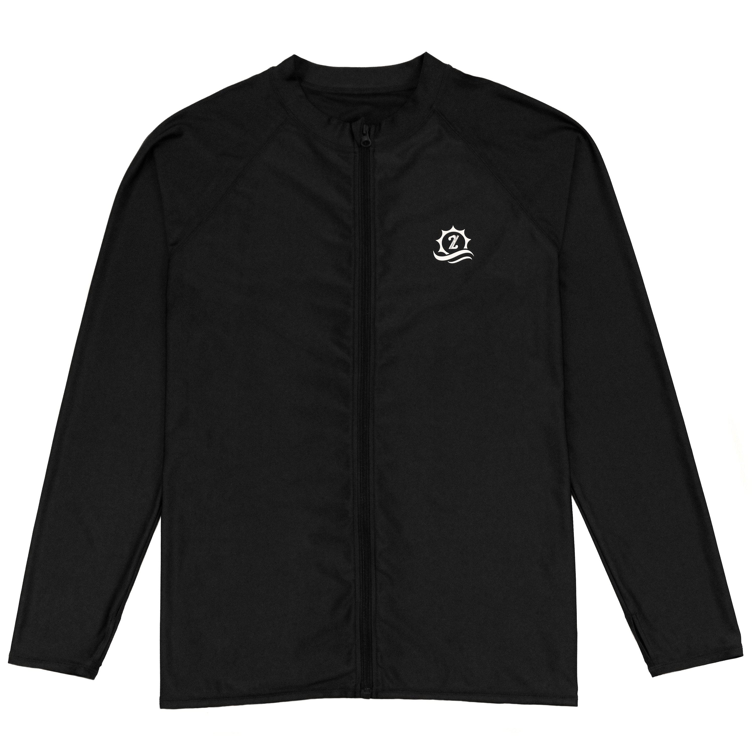 Men's Long Sleeve Rash Guard | “Black”-Small-Black-SwimZip UPF 50+ Sun Protective Swimwear & UV Zipper Rash Guards-pos1
