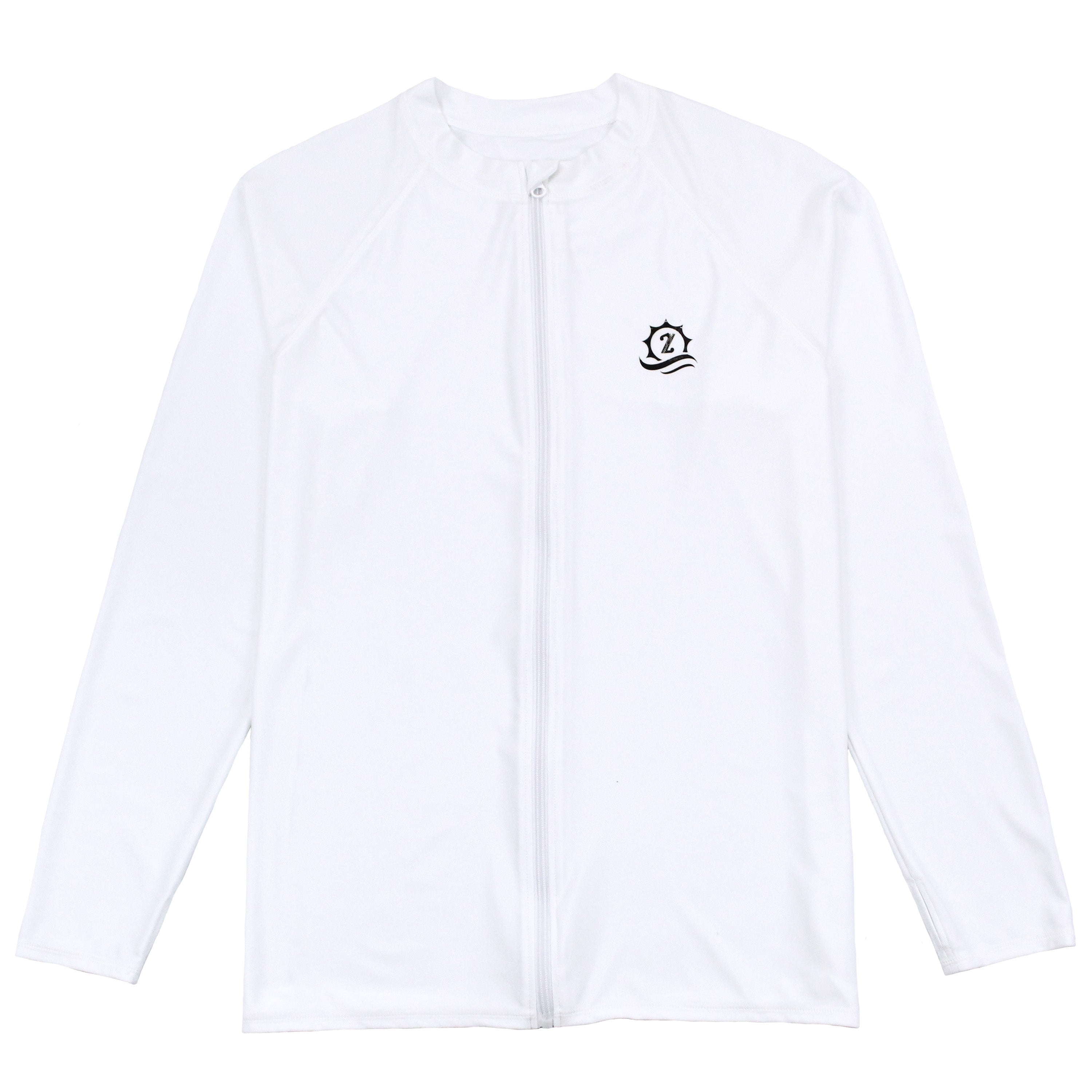 Men's Long Sleeve Rash Guard | "White”-S-White-SwimZip UPF 50+ Sun Protective Swimwear & UV Zipper Rash Guards-pos1