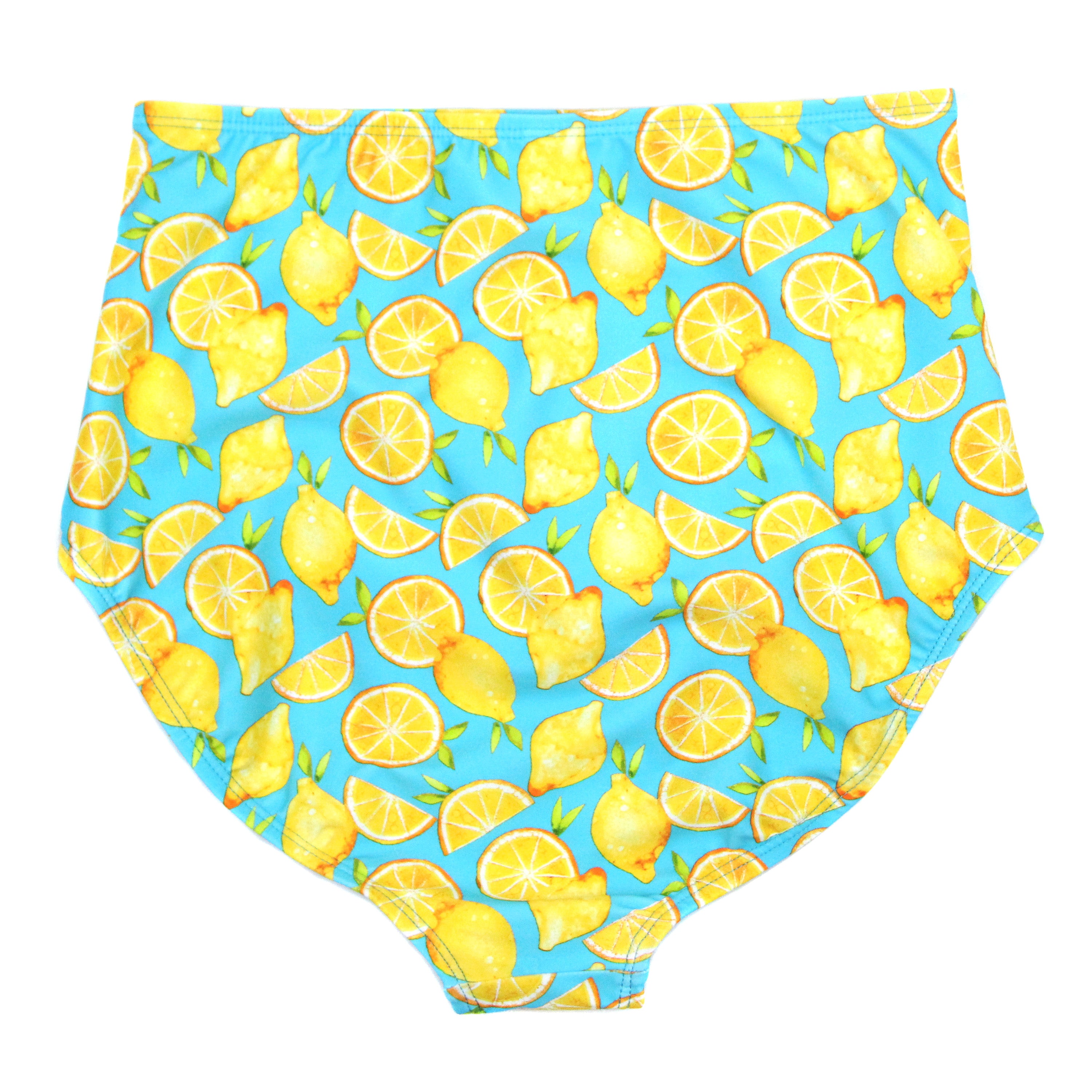 Women's High Waist Bikini Bottoms Ruched | "Lemons"-SwimZip UPF 50+ Sun Protective Swimwear & UV Zipper Rash Guards-pos9