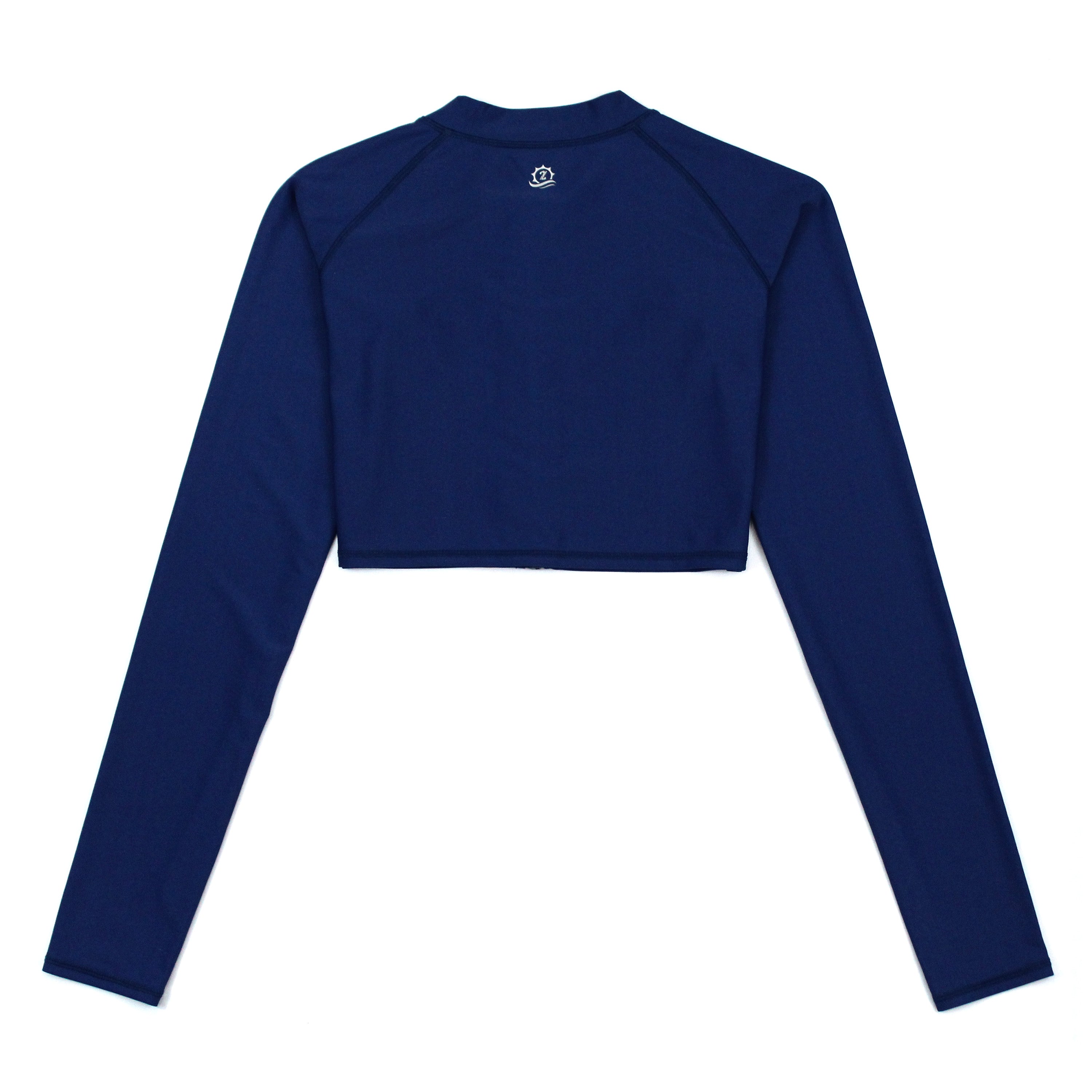 Women's Long Sleeve Crop Rash Guard | “Navy”-SwimZip UPF 50+ Sun Protective Swimwear & UV Zipper Rash Guards-pos14