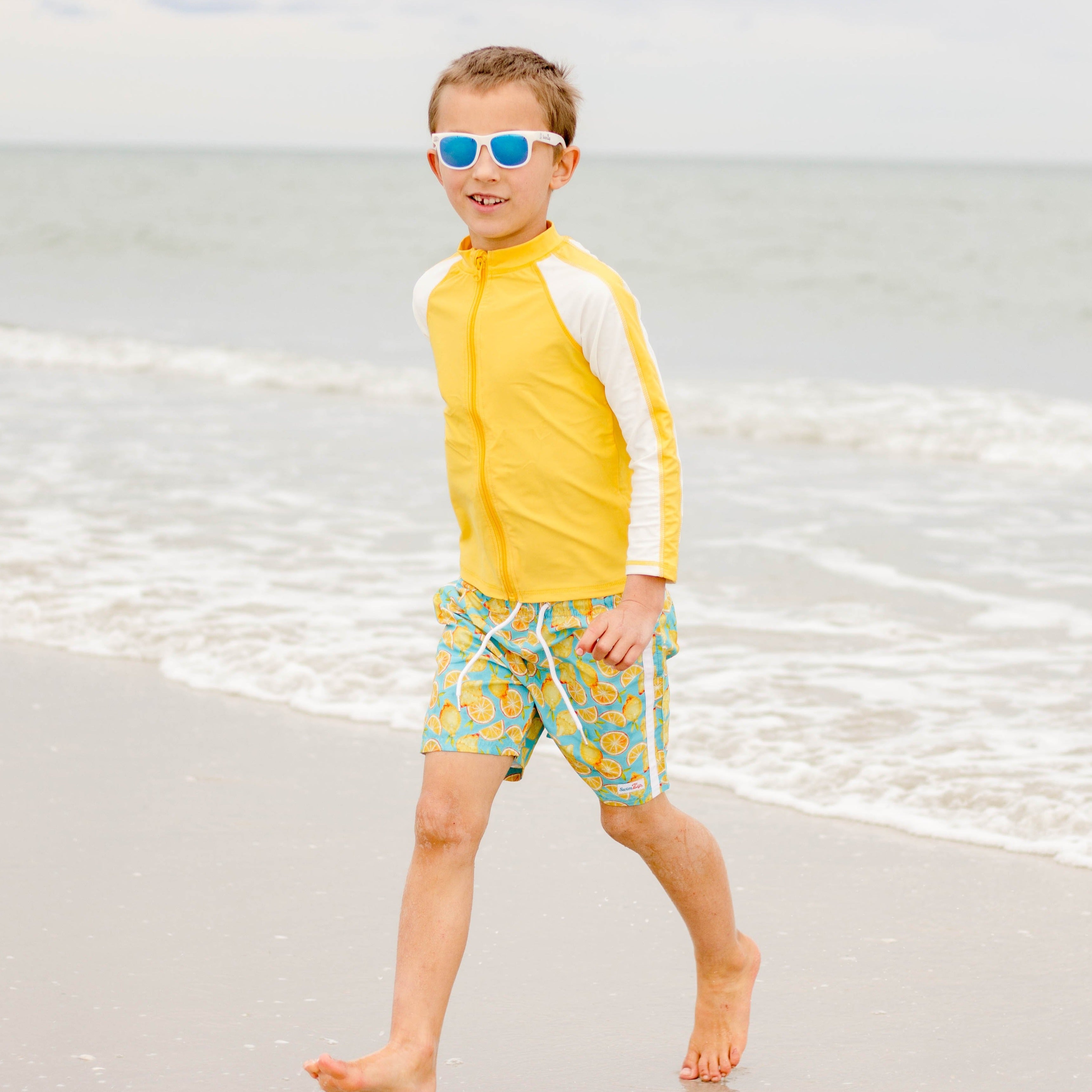 Boys Swim Trunks Boxer Brief Liner (Sizes 6-14) | "Lemons"-SwimZip UPF 50+ Sun Protective Swimwear & UV Zipper Rash Guards-pos10
