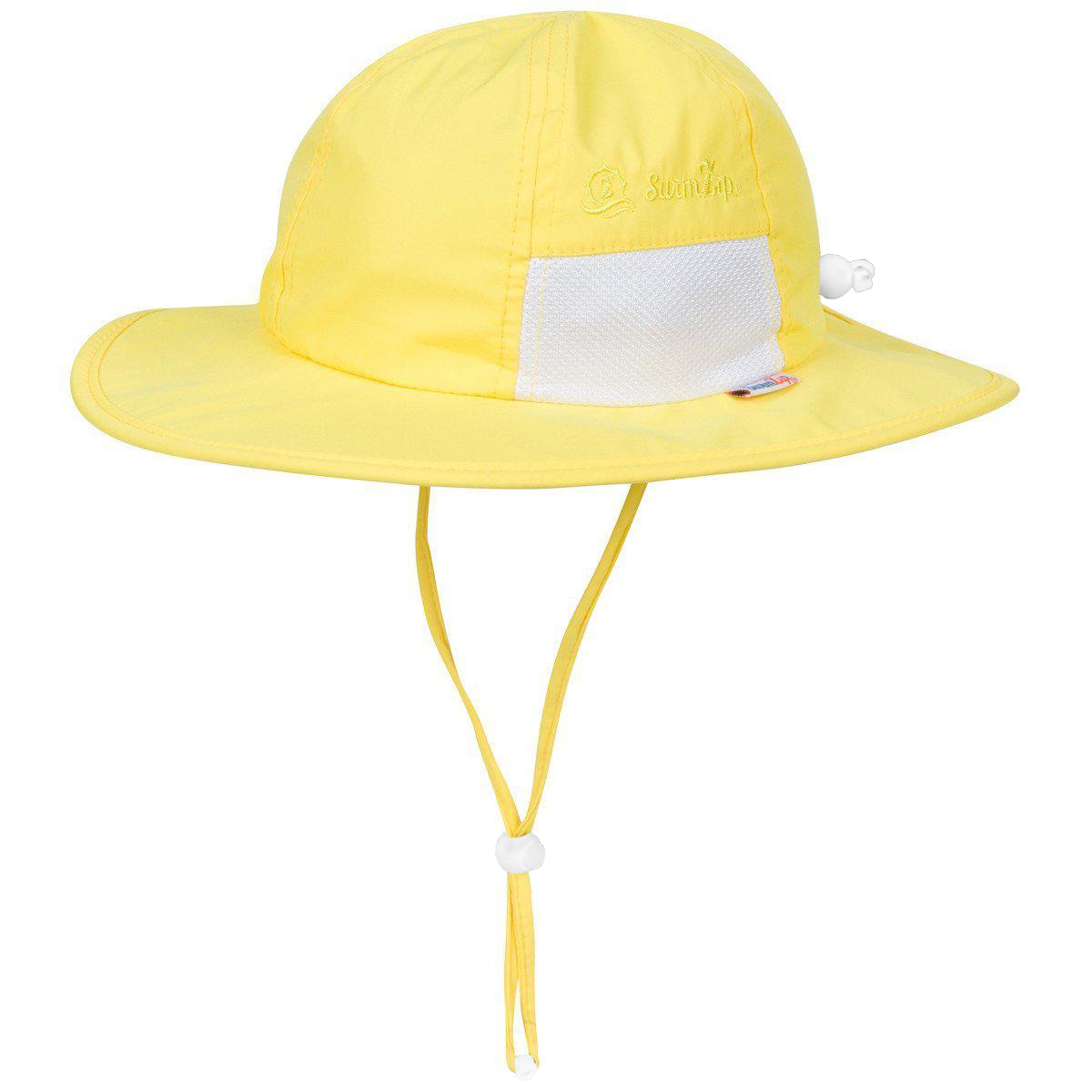Kids Wide Brim Sun Hat "Fun Sun Day Play Hat" - Yellow-0-6 Month-Yellow-SwimZip UPF 50+ Sun Protective Swimwear & UV Zipper Rash Guards-pos1