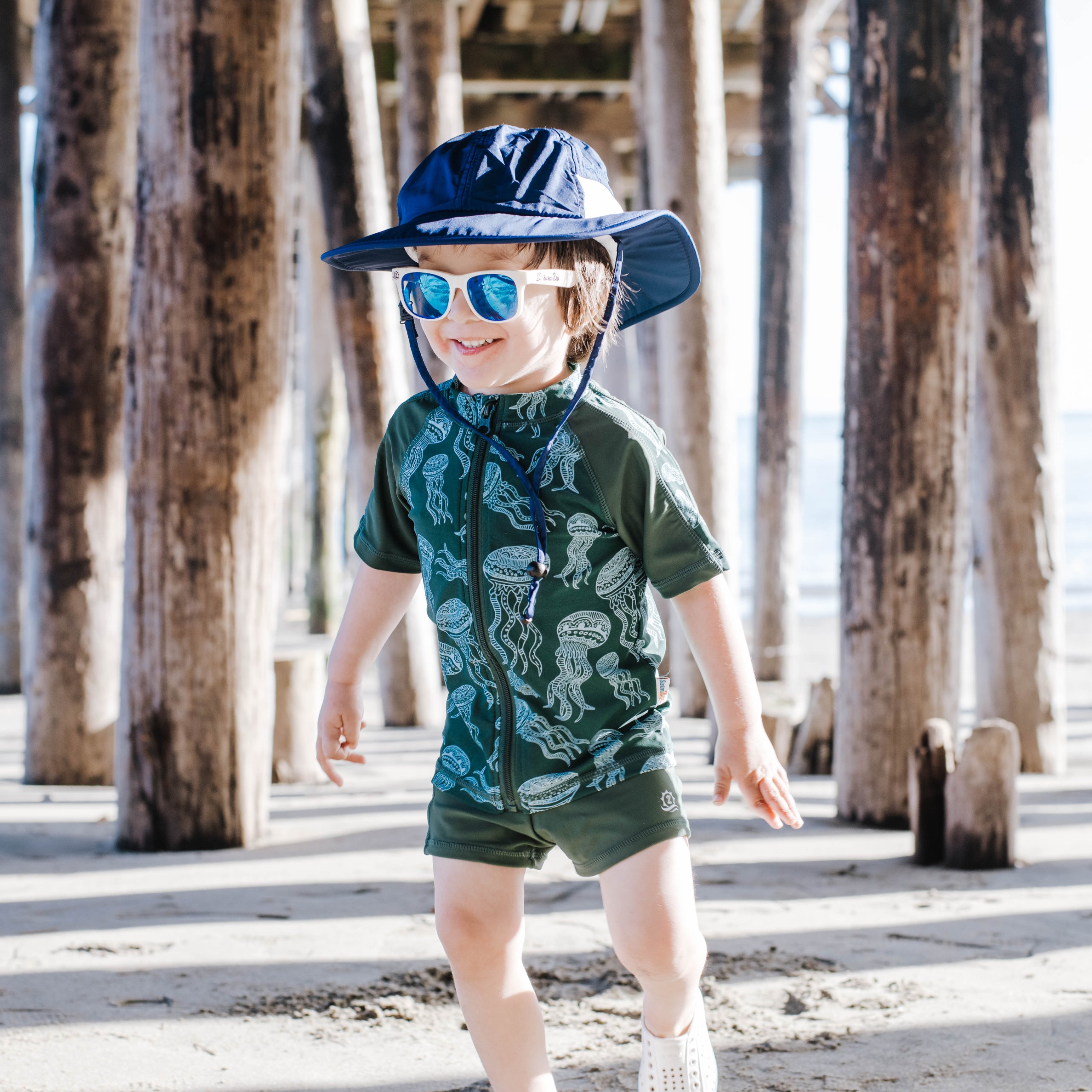 Kids Euro Shorties + Short Sleeve Rash Guard Set - Jellyfish-SwimZip UPF 50+ Sun Protective Swimwear & UV Zipper Rash Guards-pos8