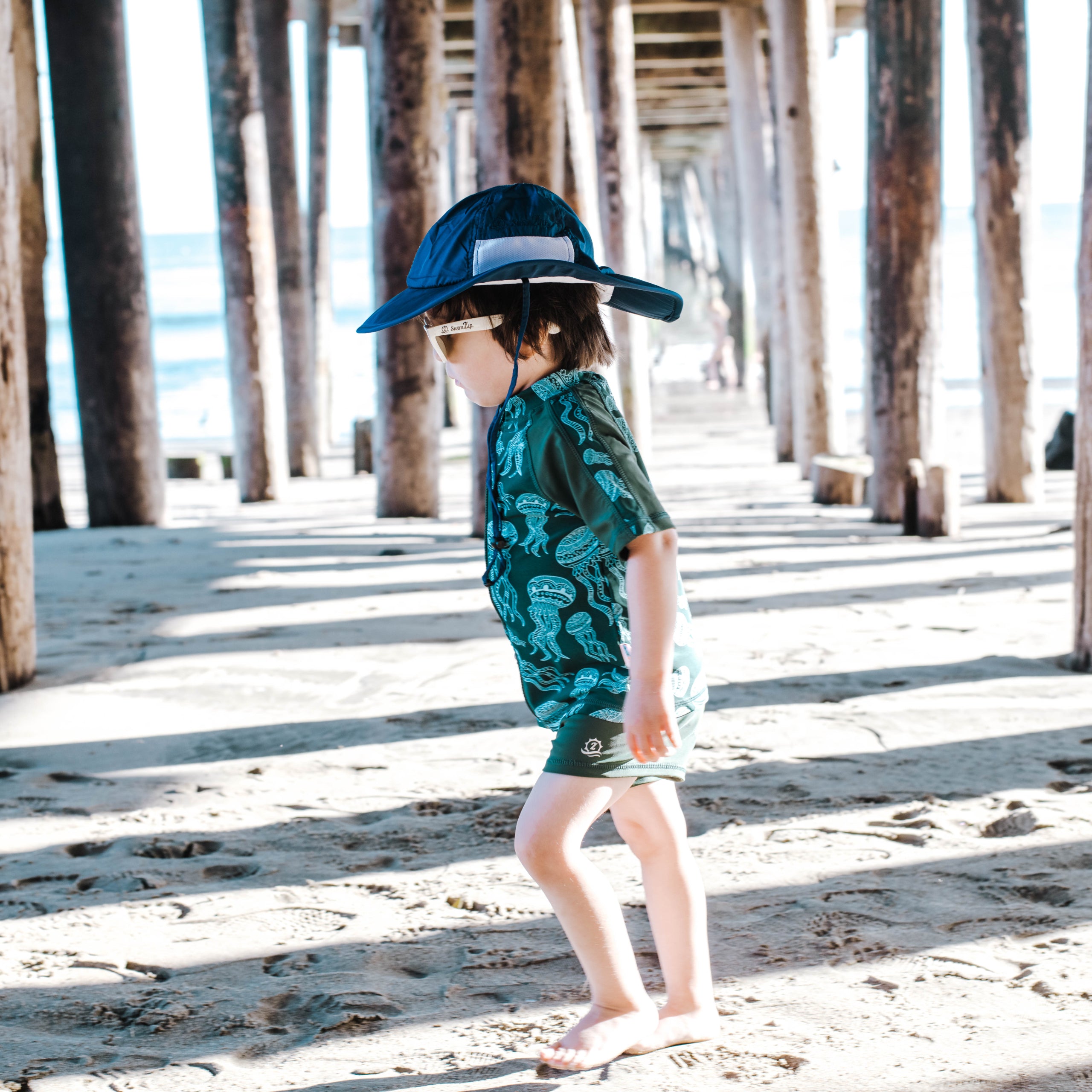 Kids Euro Shorties + Short Sleeve Rash Guard Set - Jellyfish-SwimZip UPF 50+ Sun Protective Swimwear & UV Zipper Rash Guards-pos7