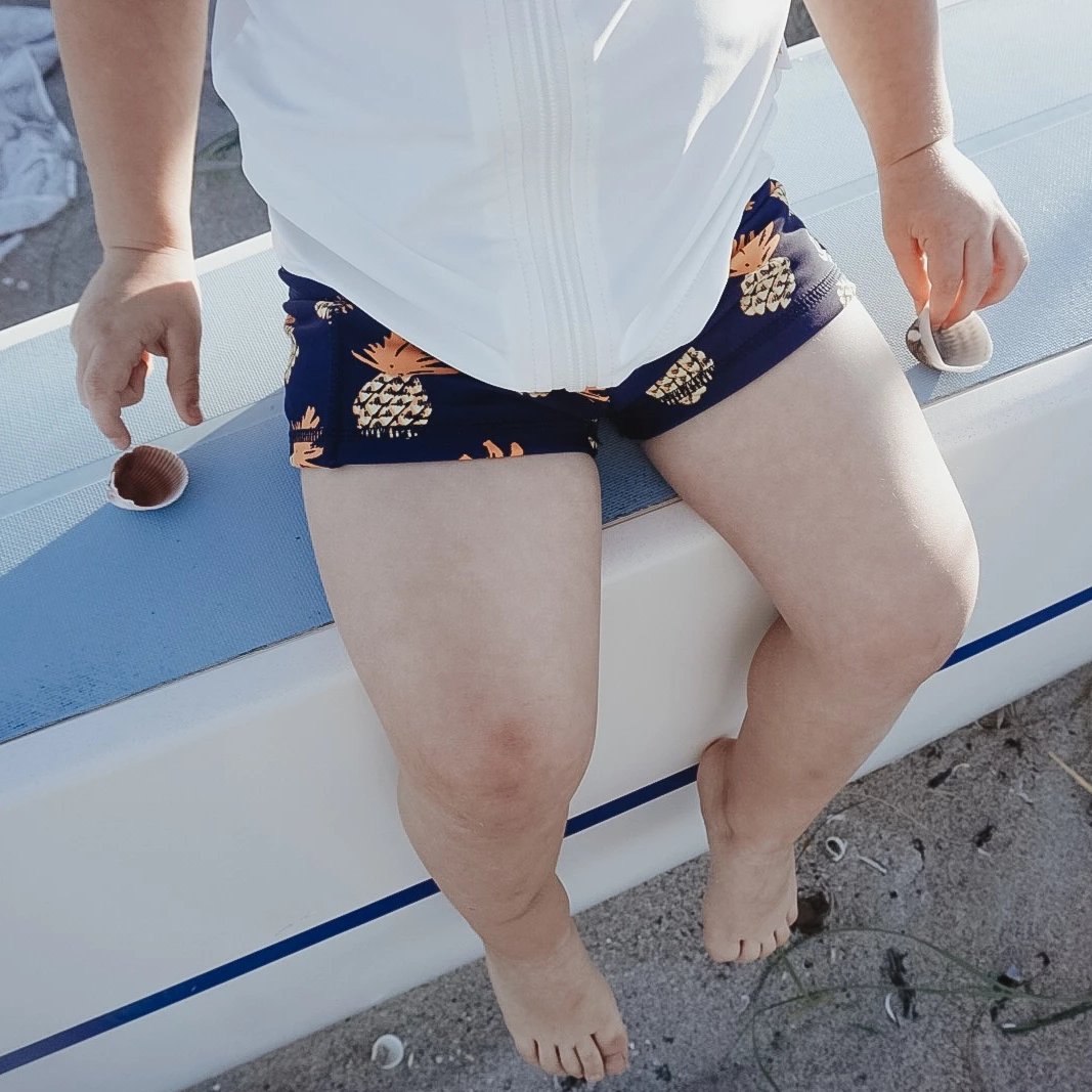 Kids Euro Shorties + Short Sleeve Rash Guard Set - Pineapple Dreams-SwimZip UPF 50+ Sun Protective Swimwear & UV Zipper Rash Guards-pos4