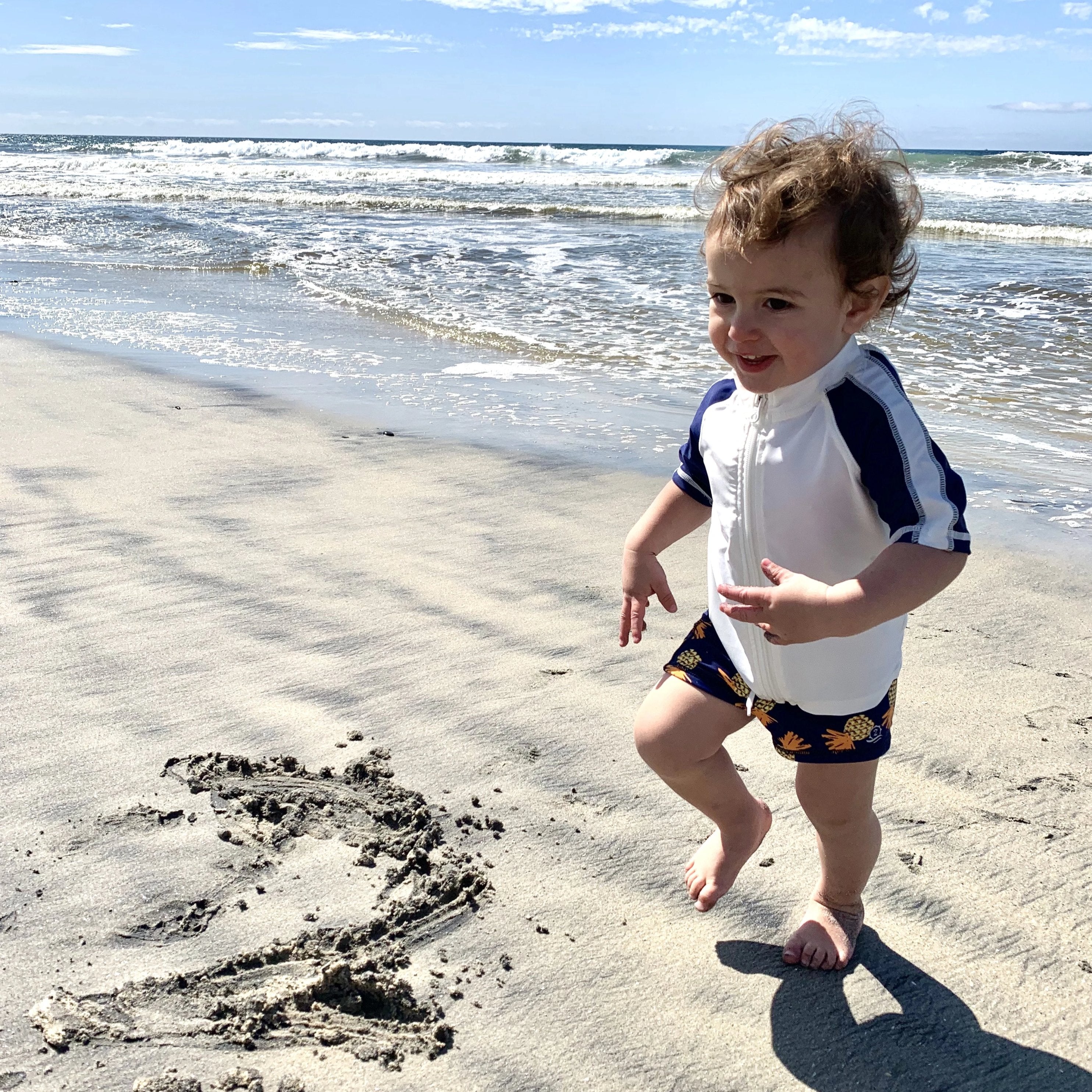 Kids Euro Shorties + Short Sleeve Rash Guard Set - Pineapple Dreams-SwimZip UPF 50+ Sun Protective Swimwear & UV Zipper Rash Guards-pos2