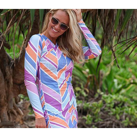 Women's Sophisticated Swim Wrap Dress Cover Up - "Cali Girl"-SwimZip UPF 50+ Sun Protective Swimwear & UV Zipper Rash Guards-pos2