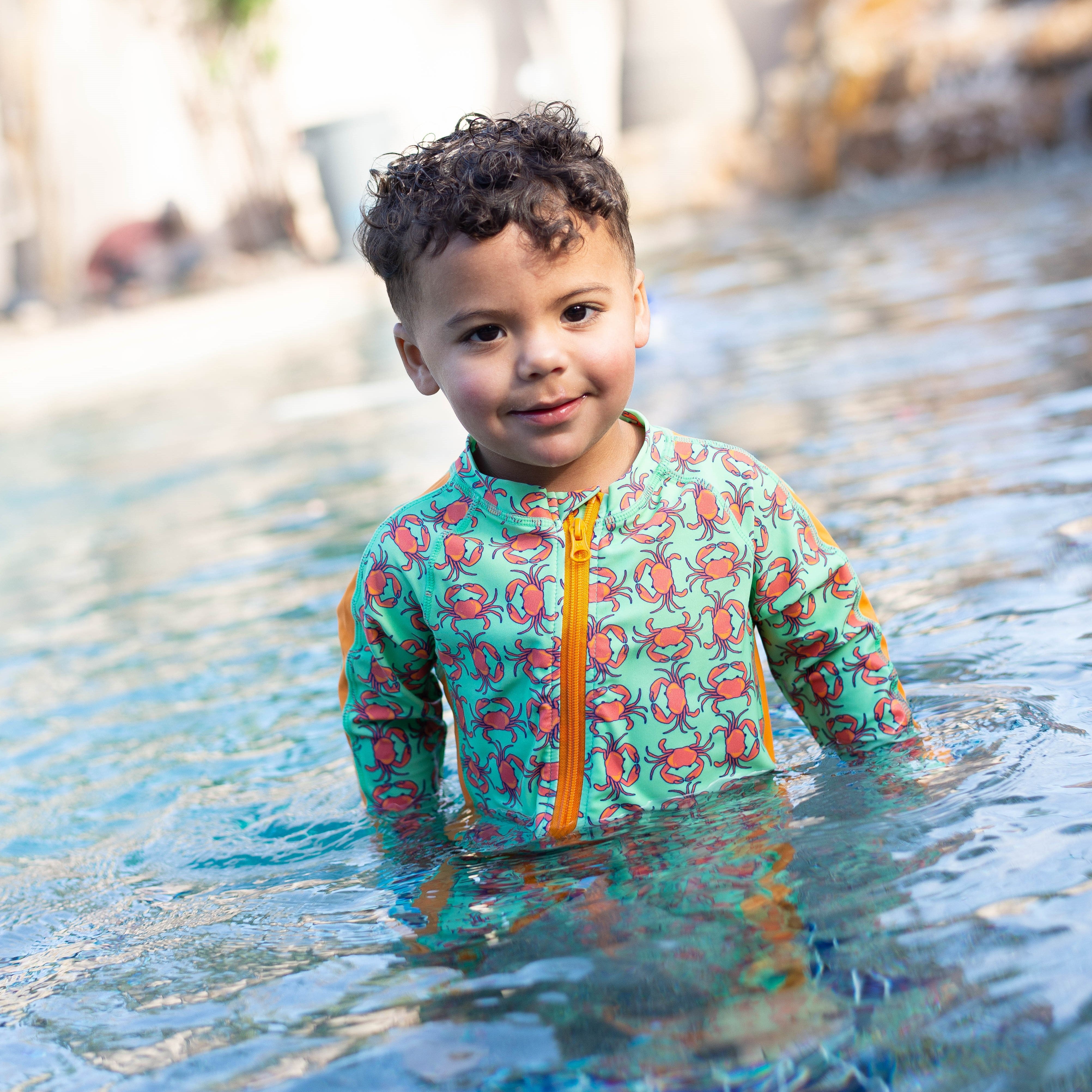 Sunsuit - Long Sleeve Romper Swimsuit | "Don’t Be A Crab"-SwimZip UPF 50+ Sun Protective Swimwear & UV Zipper Rash Guards-pos6