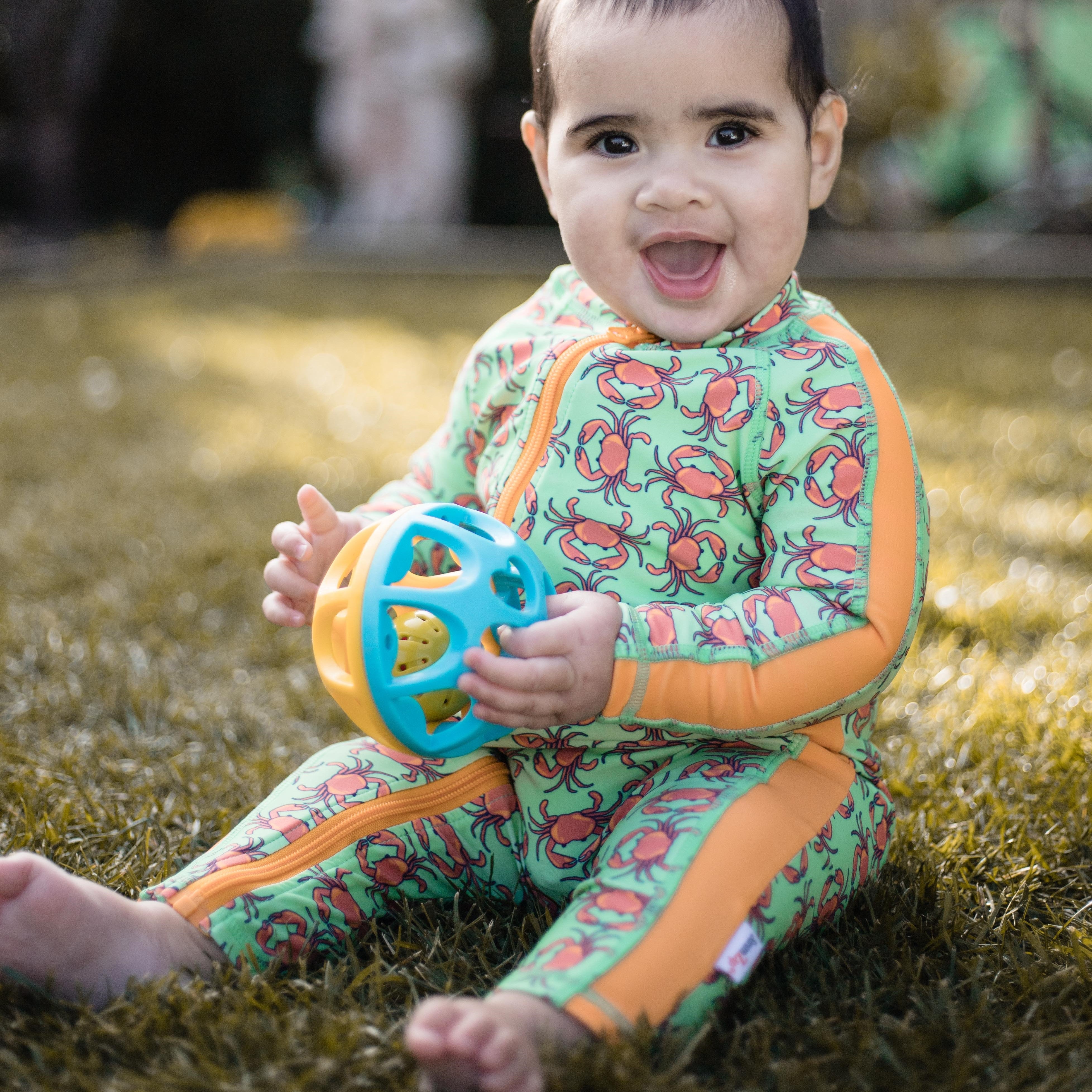 Sunsuit - Long Sleeve Romper Swimsuit | "Don’t Be A Crab"-SwimZip UPF 50+ Sun Protective Swimwear & UV Zipper Rash Guards-pos7