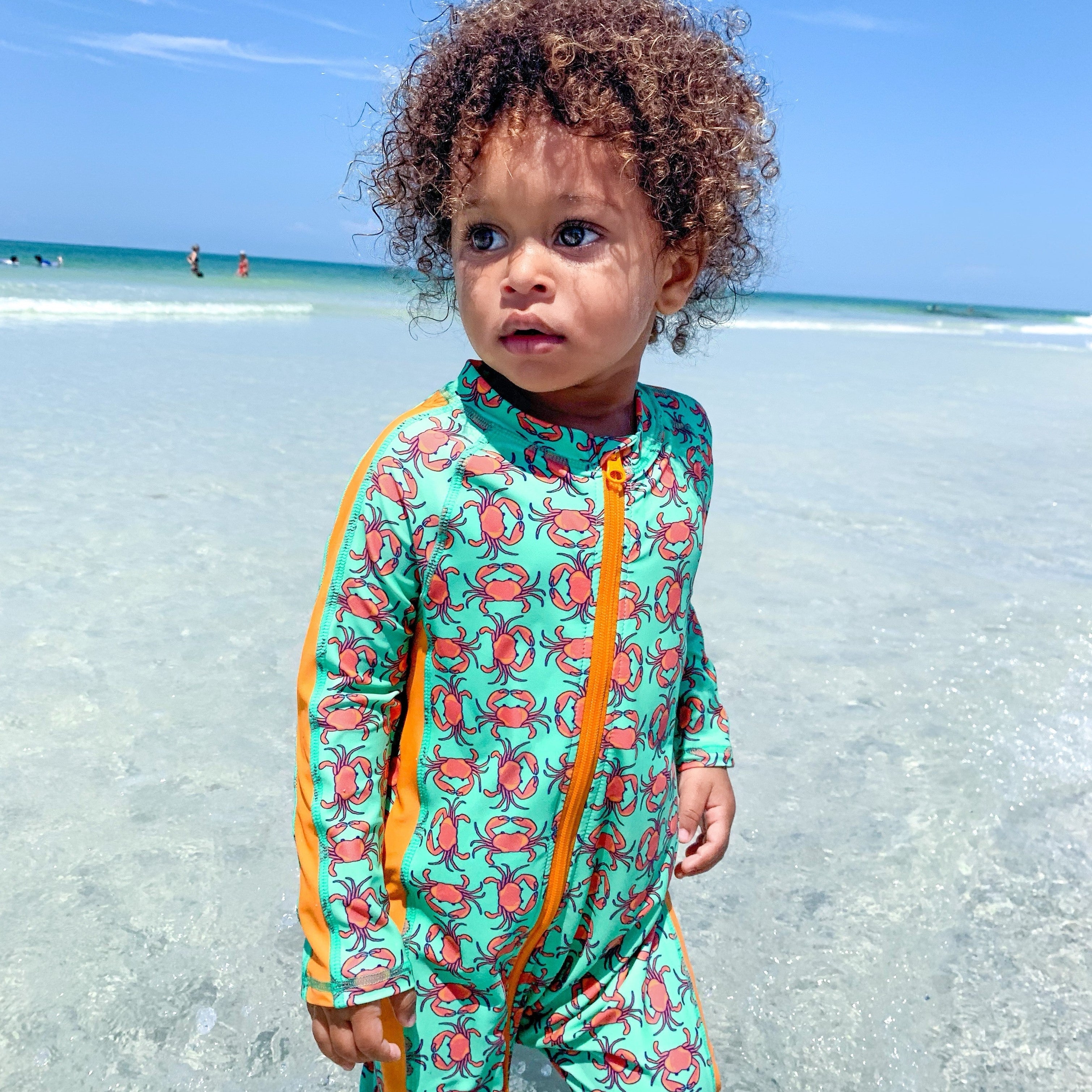 Sunsuit - Long Sleeve Romper Swimsuit | "Don’t Be A Crab"-SwimZip UPF 50+ Sun Protective Swimwear & UV Zipper Rash Guards-pos8