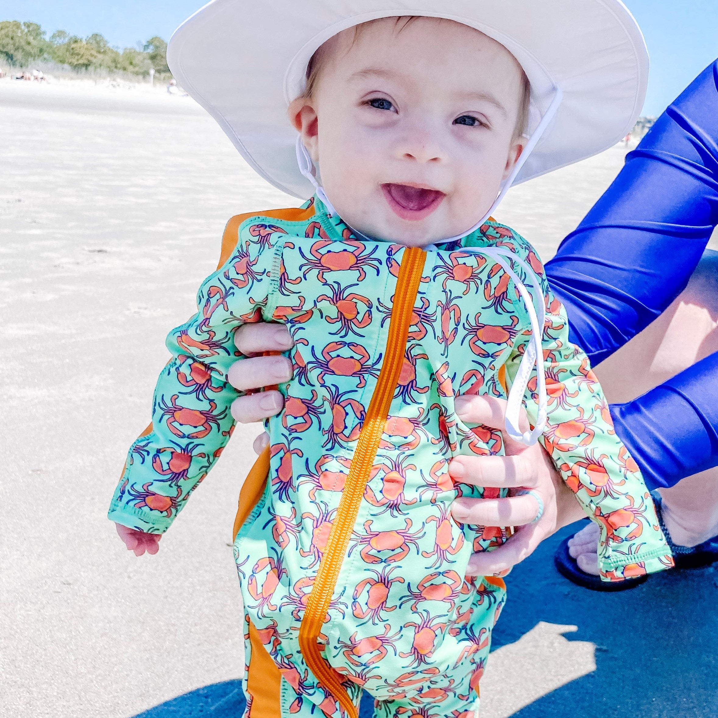 Sunsuit - Long Sleeve Romper Swimsuit | "Don’t Be A Crab"-SwimZip UPF 50+ Sun Protective Swimwear & UV Zipper Rash Guards-pos3