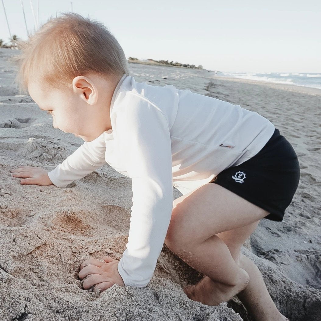Kids Euro Swim Shorties | "Black"-SwimZip UPF 50+ Sun Protective Swimwear & UV Zipper Rash Guards-pos6