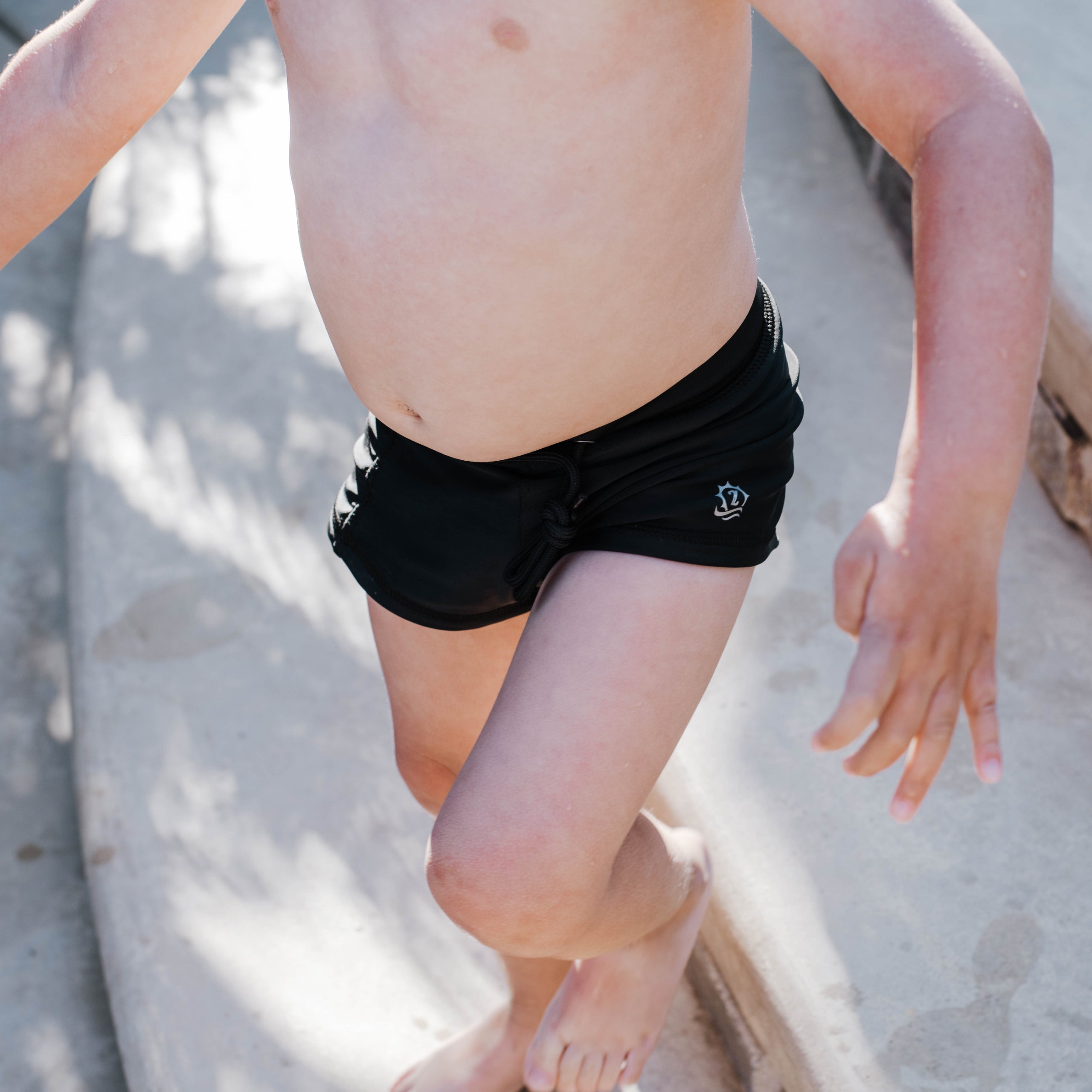 Kids Euro Swim Shorties | "Black"-SwimZip UPF 50+ Sun Protective Swimwear & UV Zipper Rash Guards-pos11