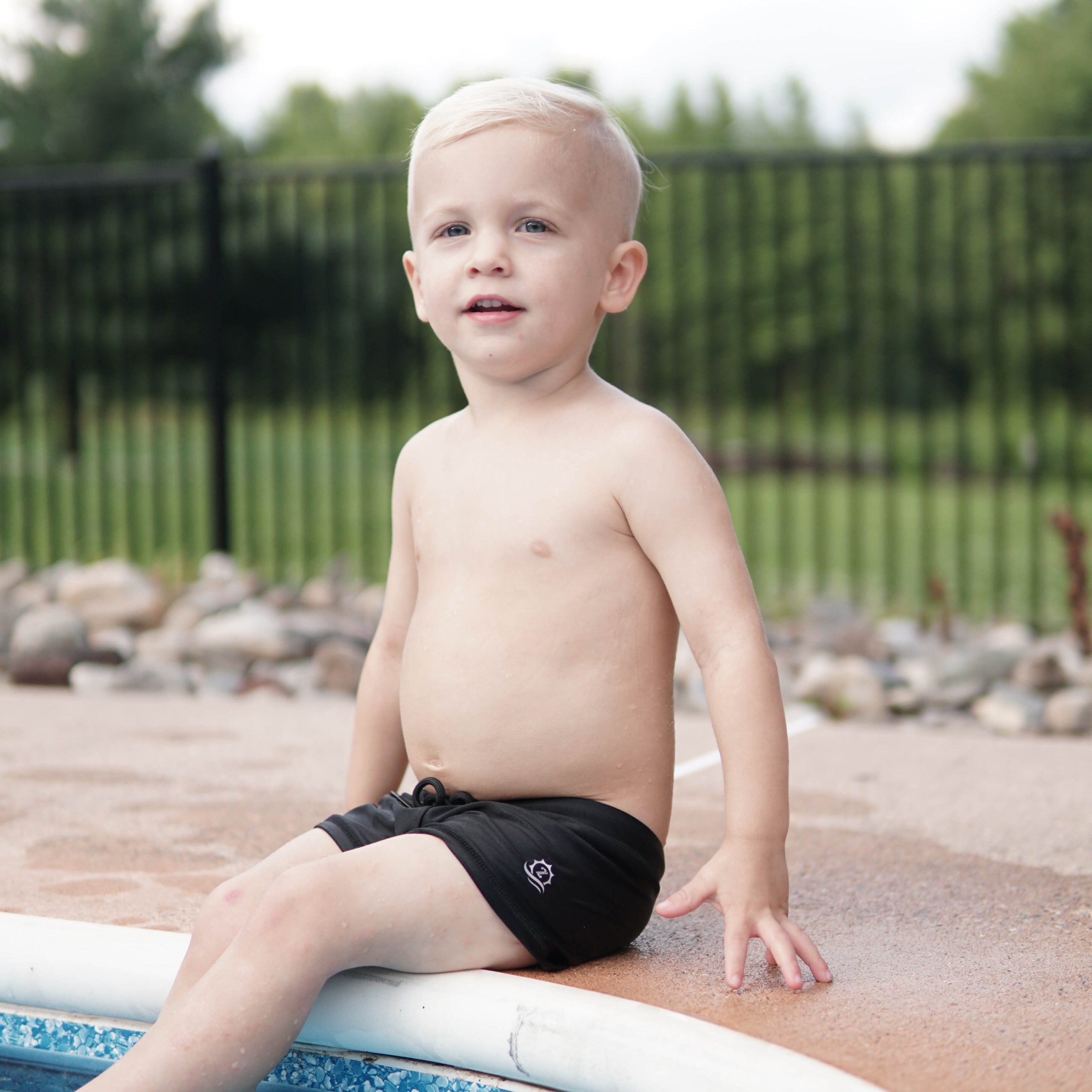 Kids Euro Swim Shorties | "Black"-SwimZip UPF 50+ Sun Protective Swimwear & UV Zipper Rash Guards-pos9