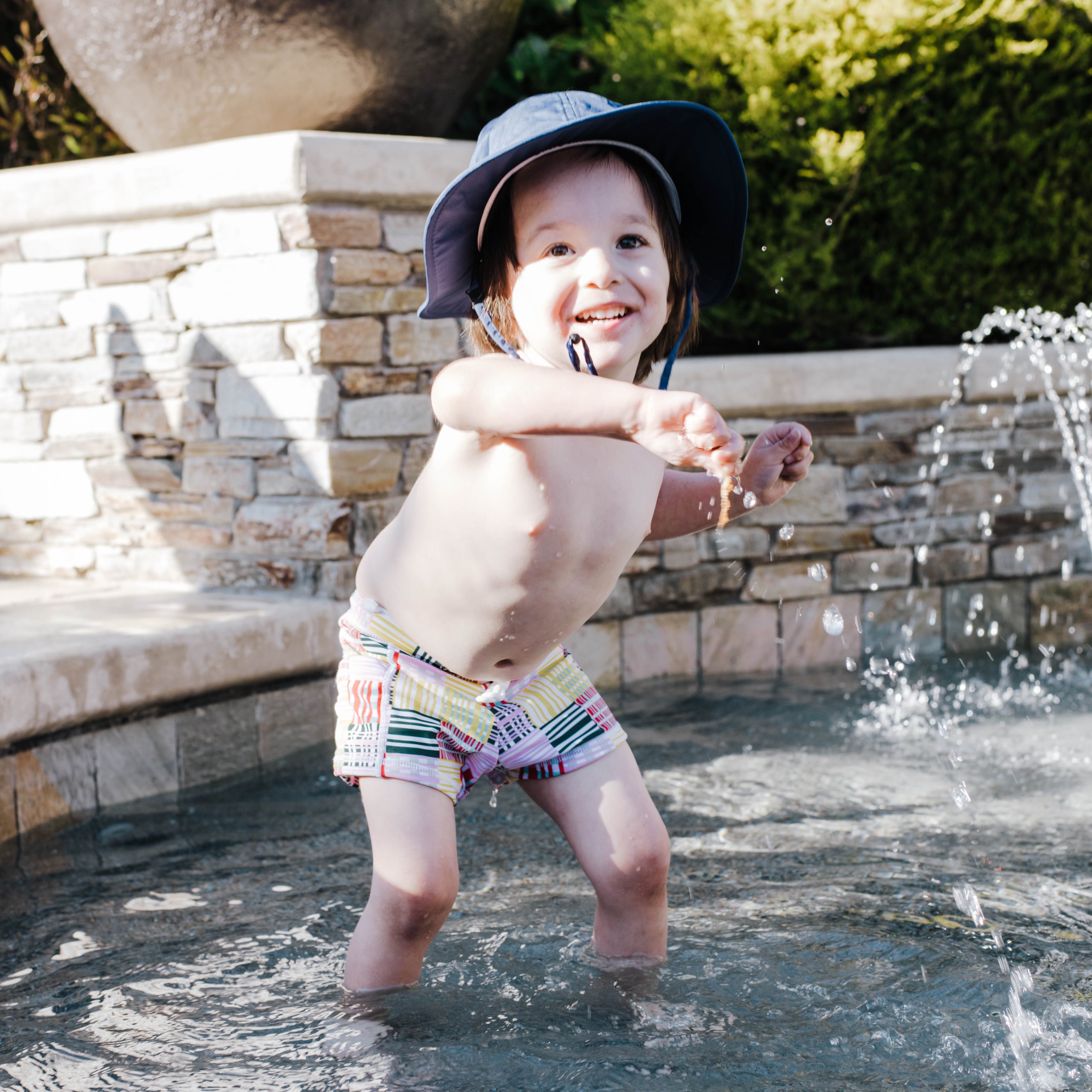 Kids Euro Swim Shorties | "Madras Mania"-SwimZip UPF 50+ Sun Protective Swimwear & UV Zipper Rash Guards-pos4