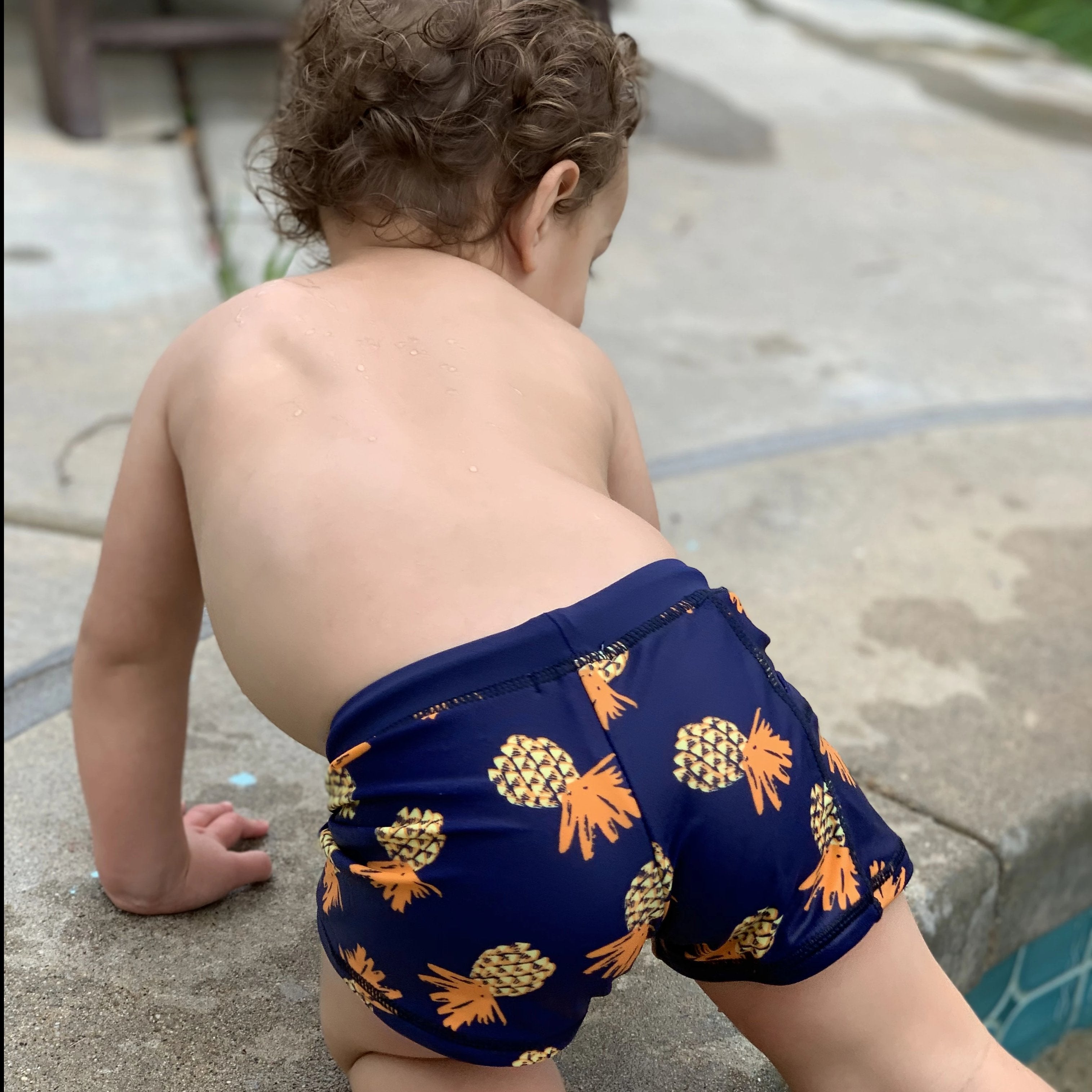 Kids Euro Swim Shorties | "Pineapple Dreams"-SwimZip UPF 50+ Sun Protective Swimwear & UV Zipper Rash Guards-pos4