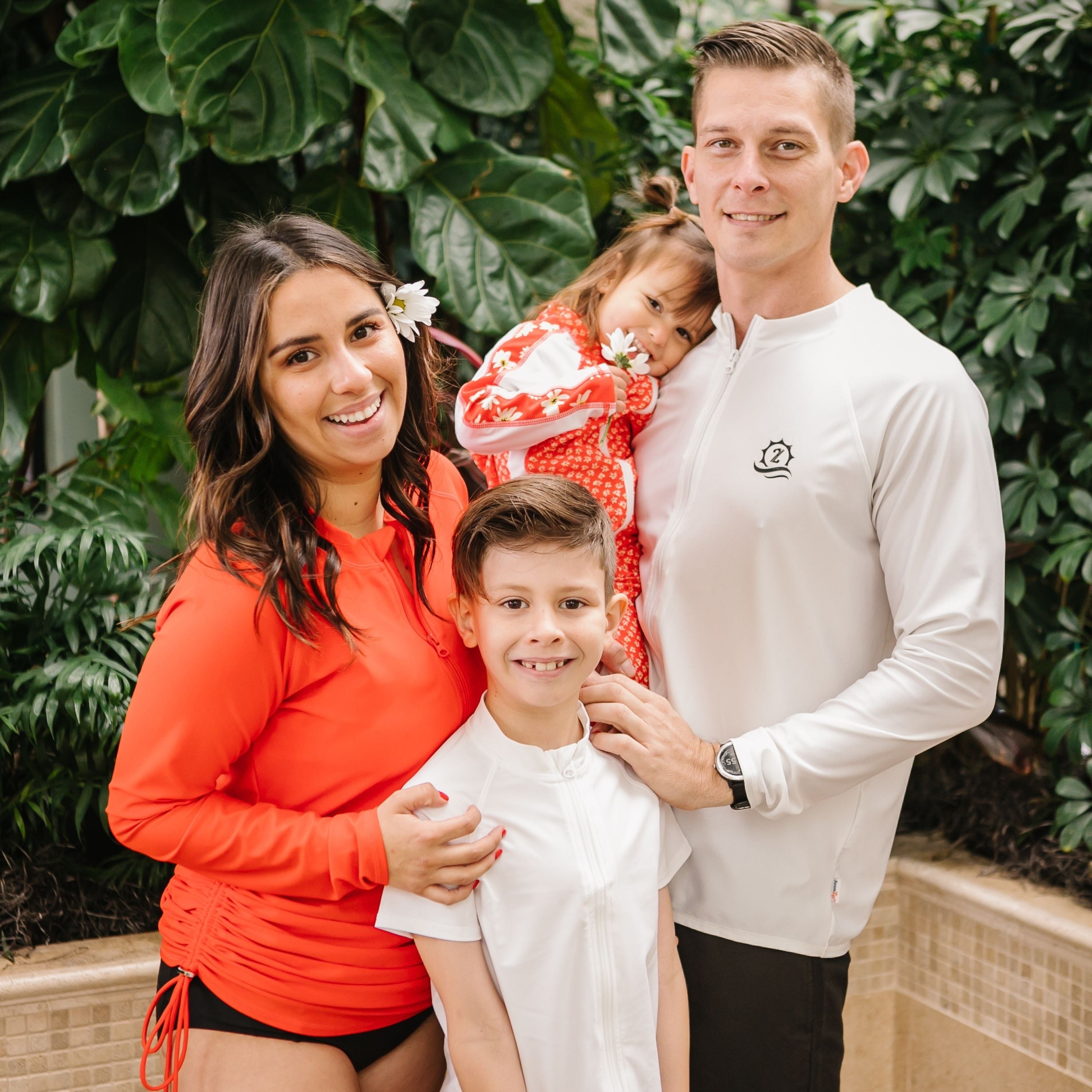 Women's Half Zip Swim Dress Cover Up | "Fiesta Red"-SwimZip UPF 50+ Sun Protective Swimwear & UV Zipper Rash Guards-pos13