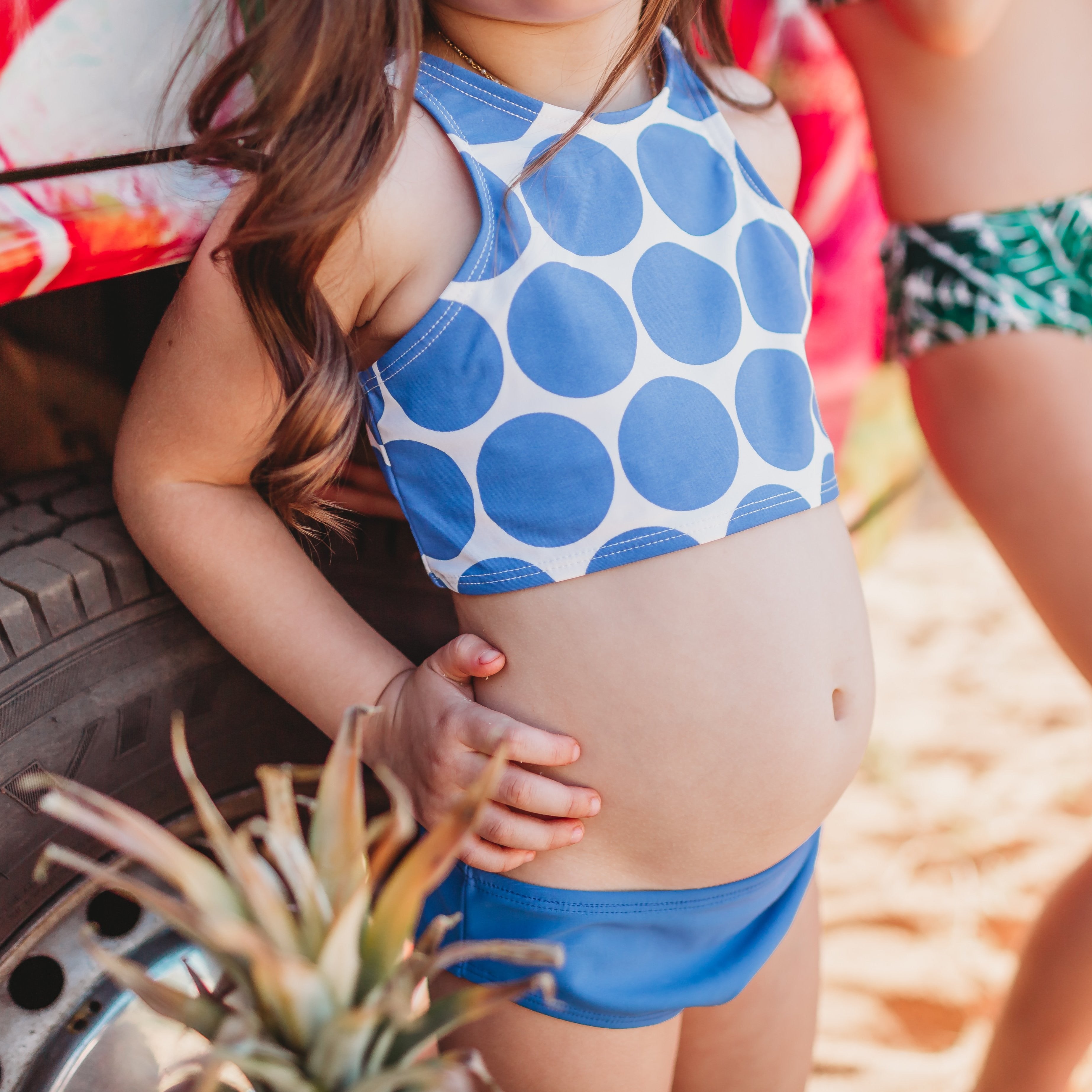 Girls Halter Top Bikini Set (2 Piece) | "Oversized Dot"-SwimZip UPF 50+ Sun Protective Swimwear & UV Zipper Rash Guards-pos9