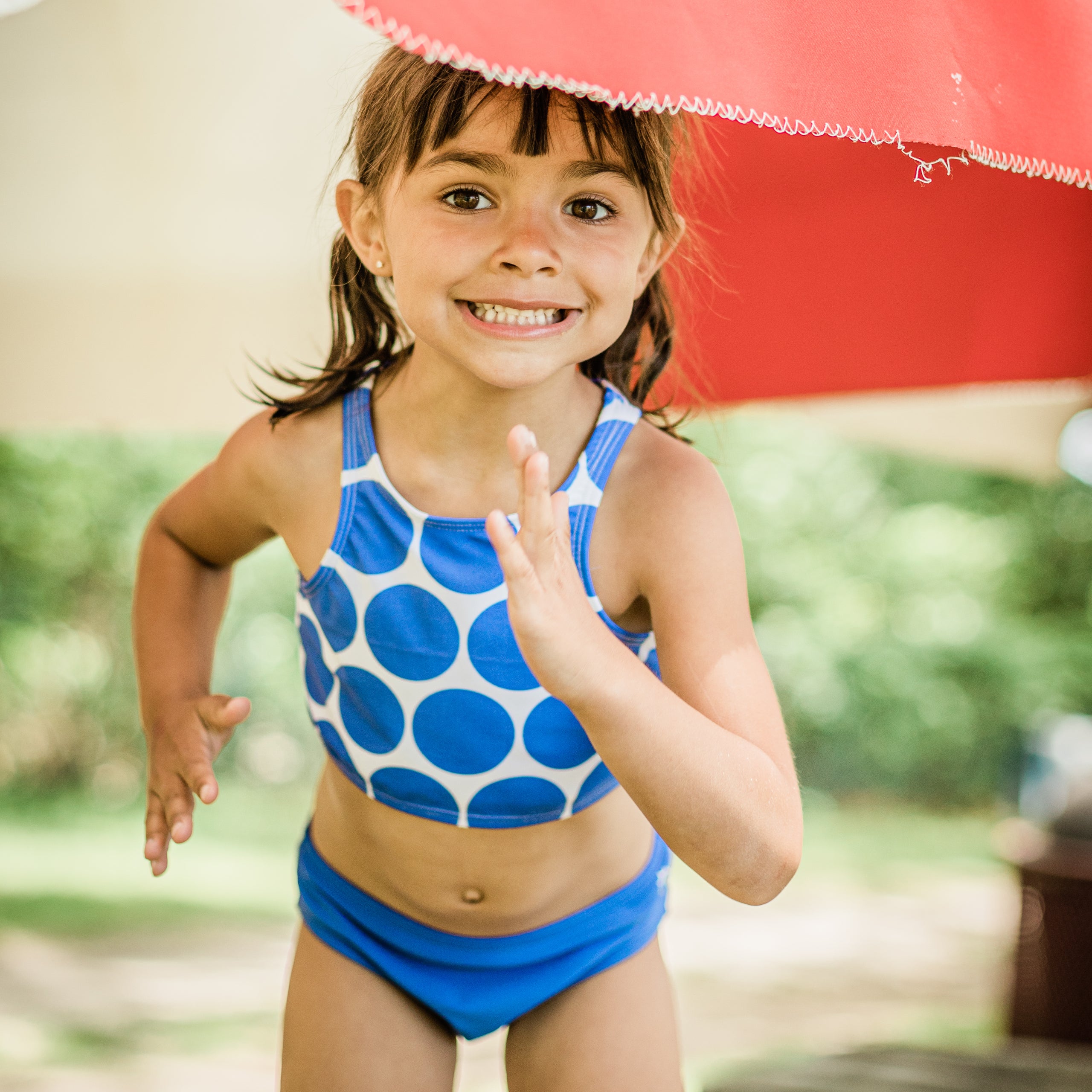 Girls Halter Top Bikini Set (2 Piece) | "Oversized Dot"-SwimZip UPF 50+ Sun Protective Swimwear & UV Zipper Rash Guards-pos5