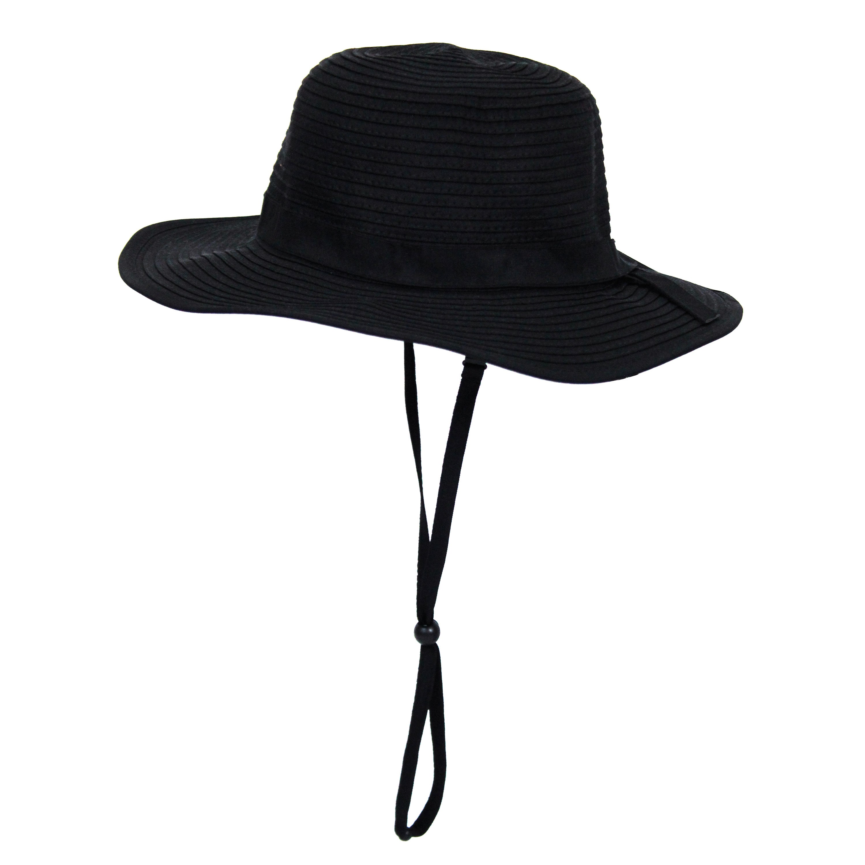 Girls Wide Brim Sun Hat - Black-2-8 Years-Black-SwimZip UPF 50+ Sun Protective Swimwear & UV Zipper Rash Guards-pos1