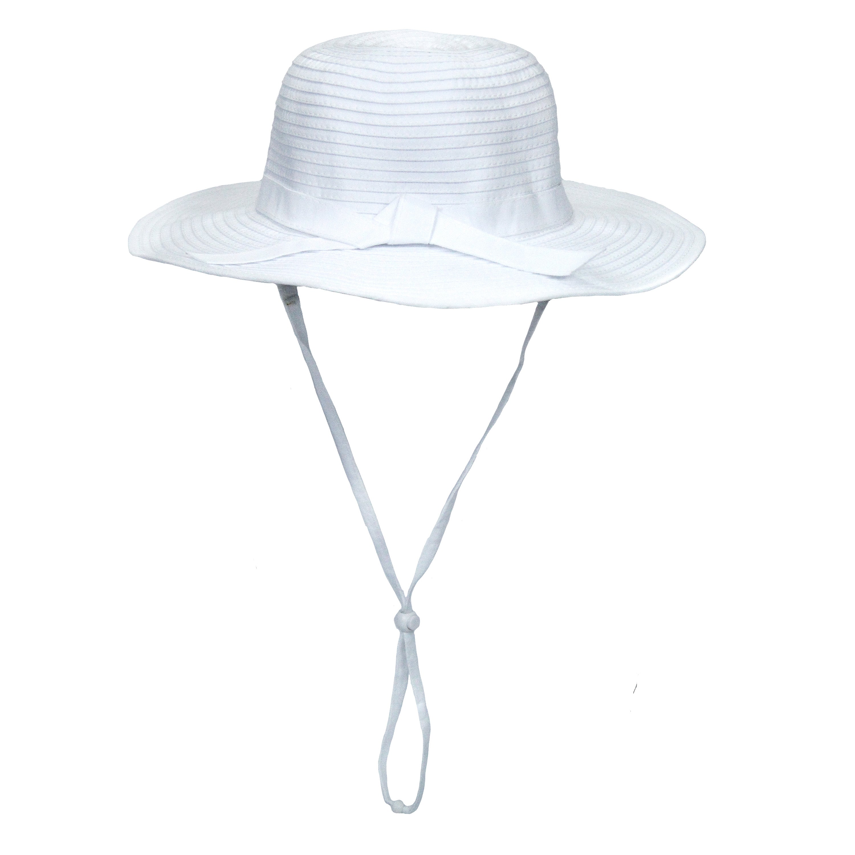 Girls Wide Brim Sun Hat - White-SwimZip UPF 50+ Sun Protective Swimwear & UV Zipper Rash Guards-pos5