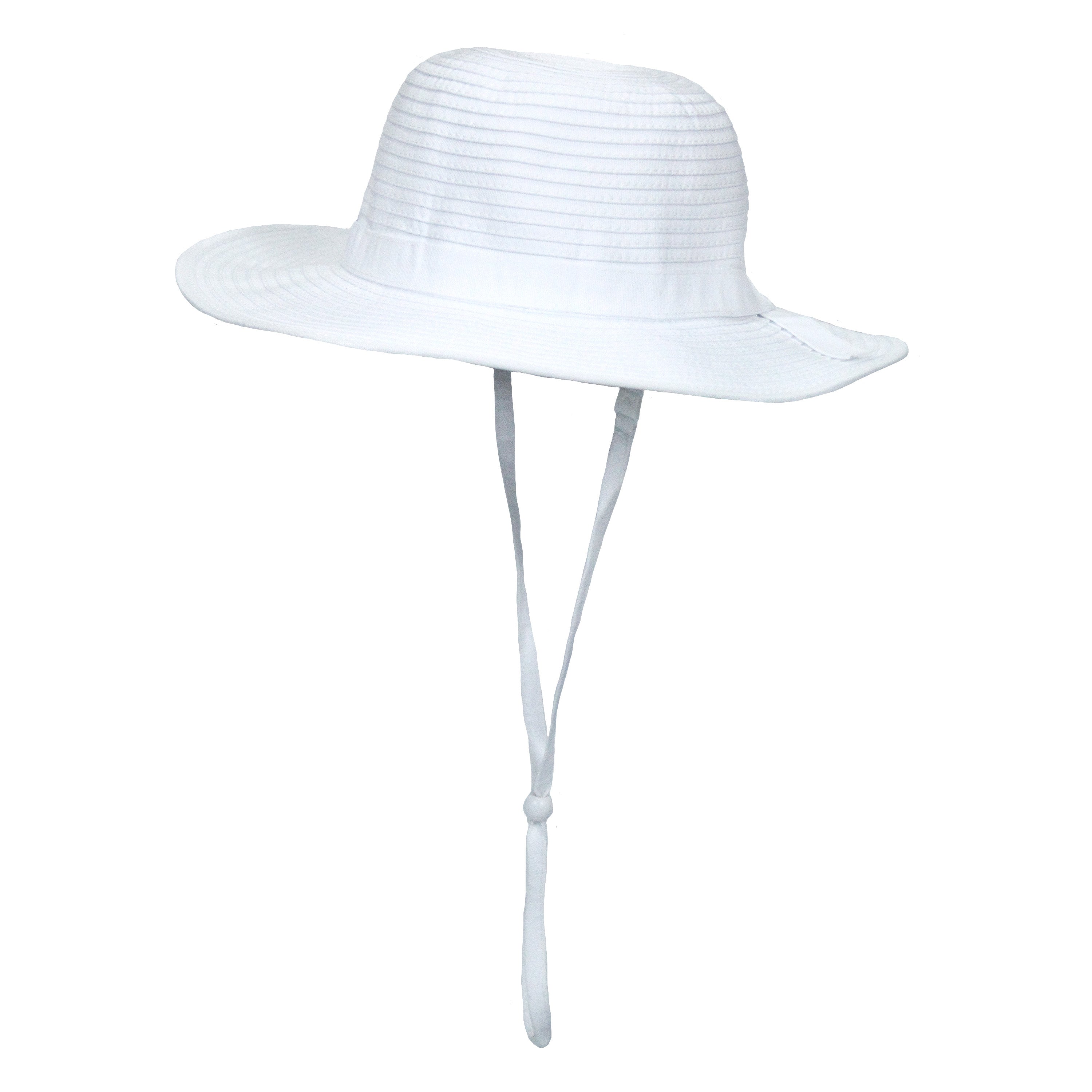 Girls Wide Brim Sun Hat - White-SwimZip UPF 50+ Sun Protective Swimwear & UV Zipper Rash Guards-pos1