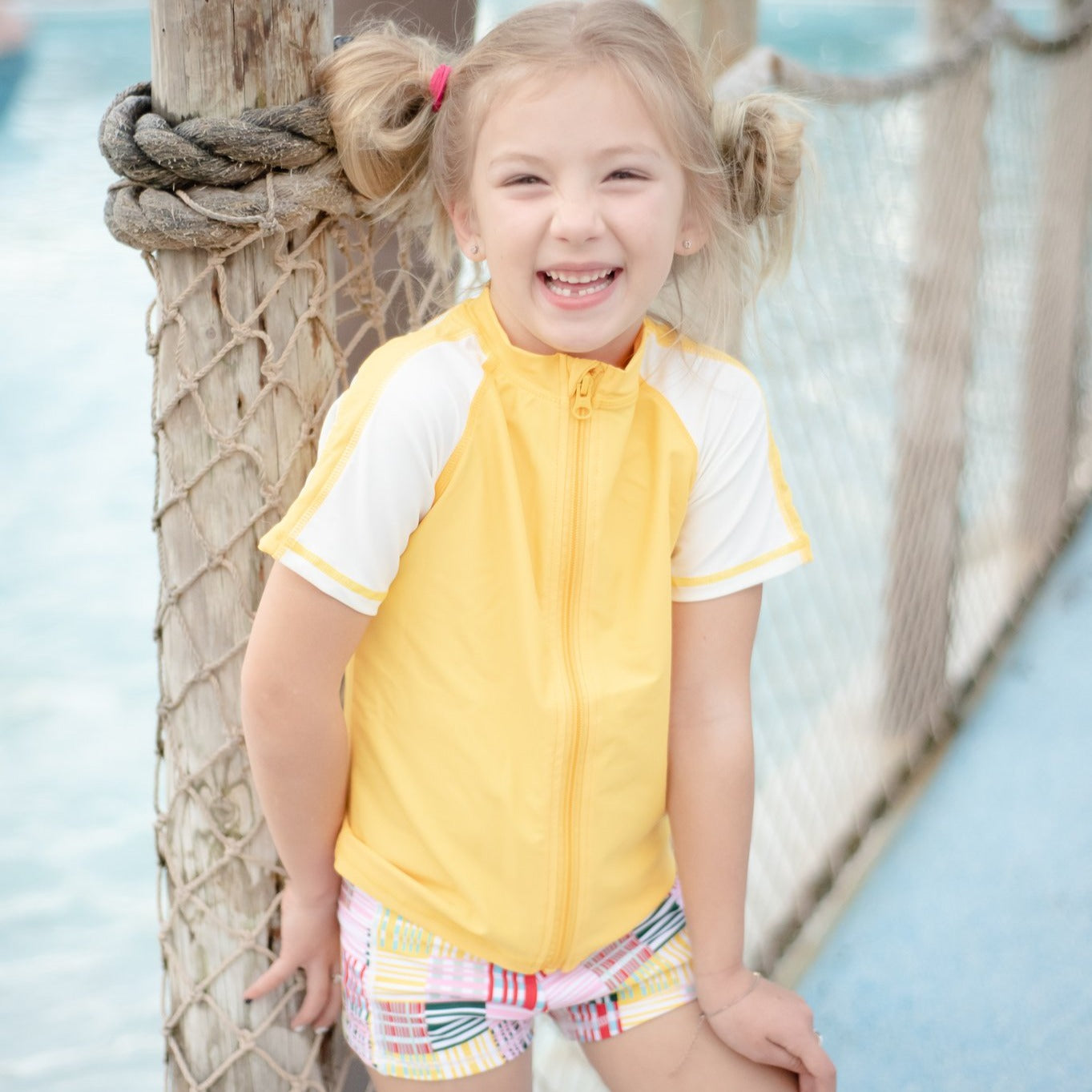 Kids Euro Swim Shorties | "Madras Mania"-SwimZip UPF 50+ Sun Protective Swimwear & UV Zipper Rash Guards-pos6