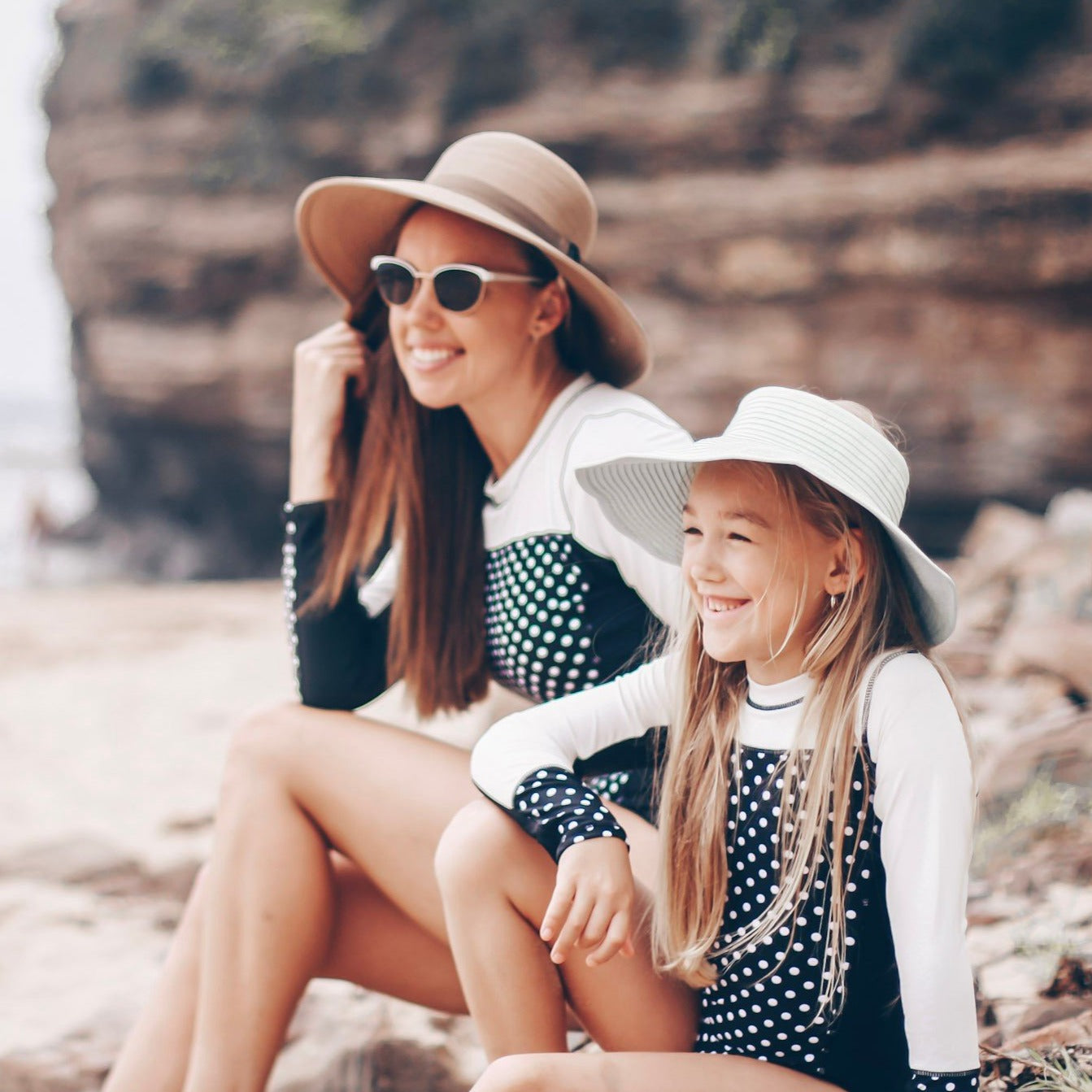 Girls Long Sleeve Surf Suit (One Piece Bodysuit) | "Black Polka Dot"-SwimZip UPF 50+ Sun Protective Swimwear & UV Zipper Rash Guards-pos5