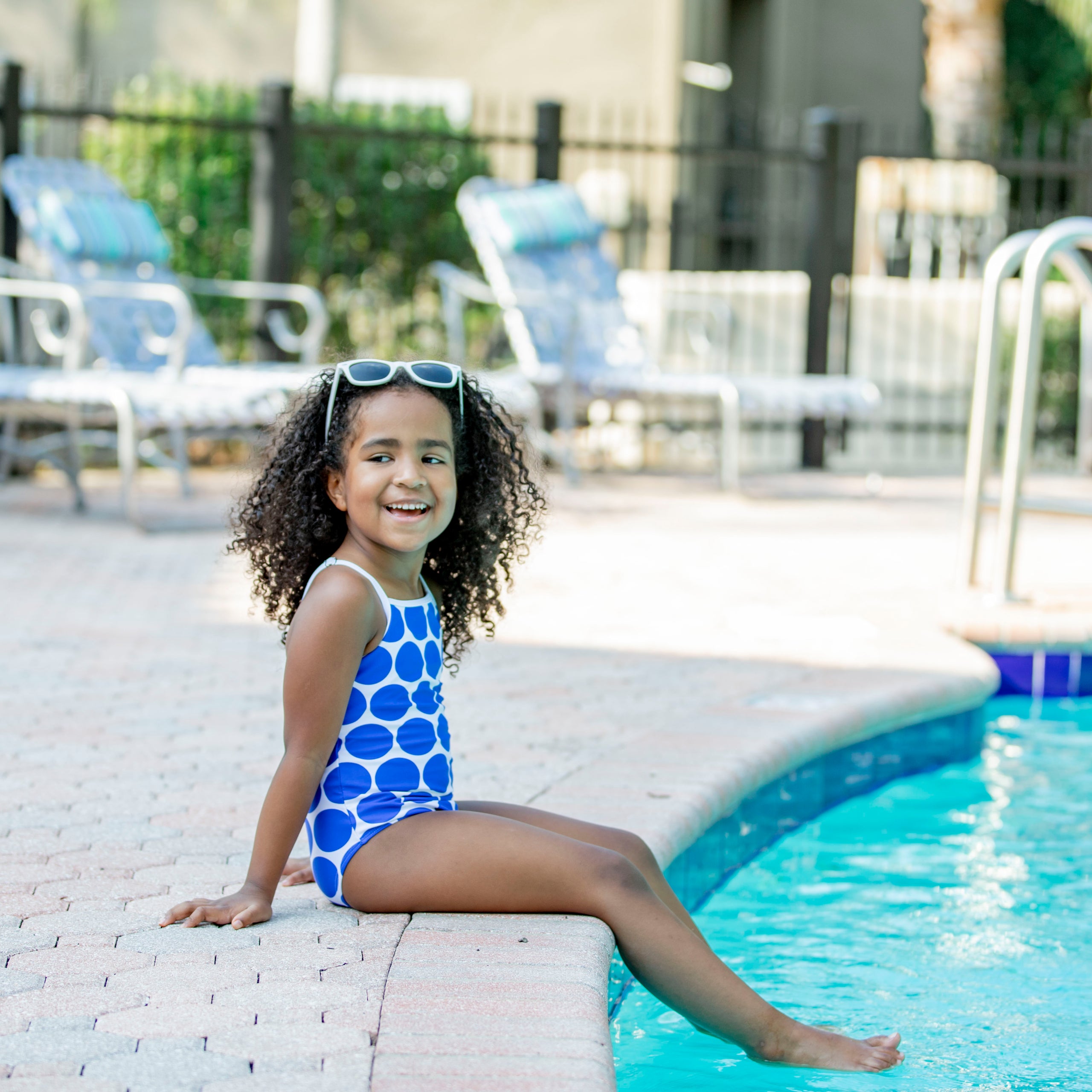 Girls One-Piece Swimsuit + Long Sleeve Rash Guard Set (2 Piece) | "Oversized Dot"-SwimZip UPF 50+ Sun Protective Swimwear & UV Zipper Rash Guards-pos4