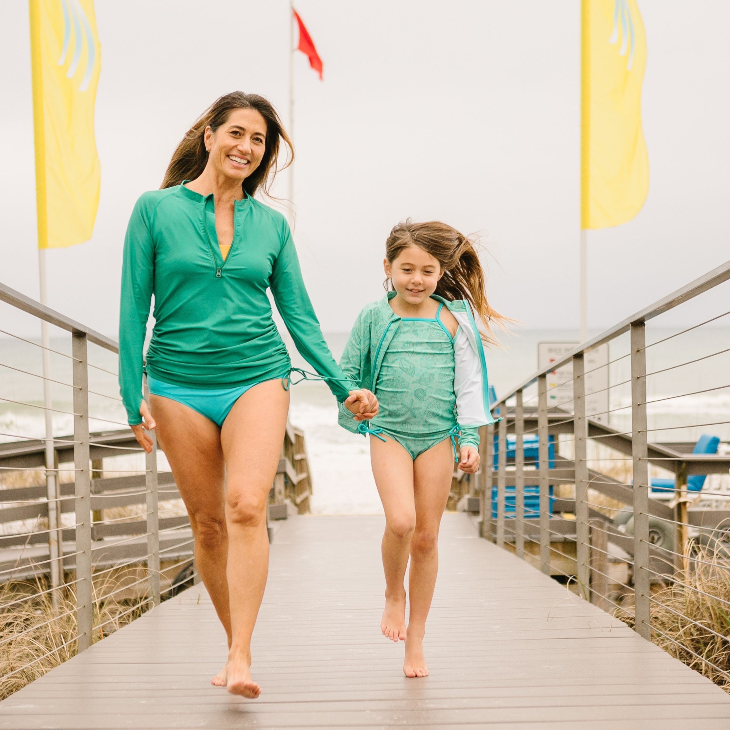 Women's Half Zip Swim Dress Cover Up | "Greenlake"-SwimZip UPF 50+ Sun Protective Swimwear & UV Zipper Rash Guards-pos5