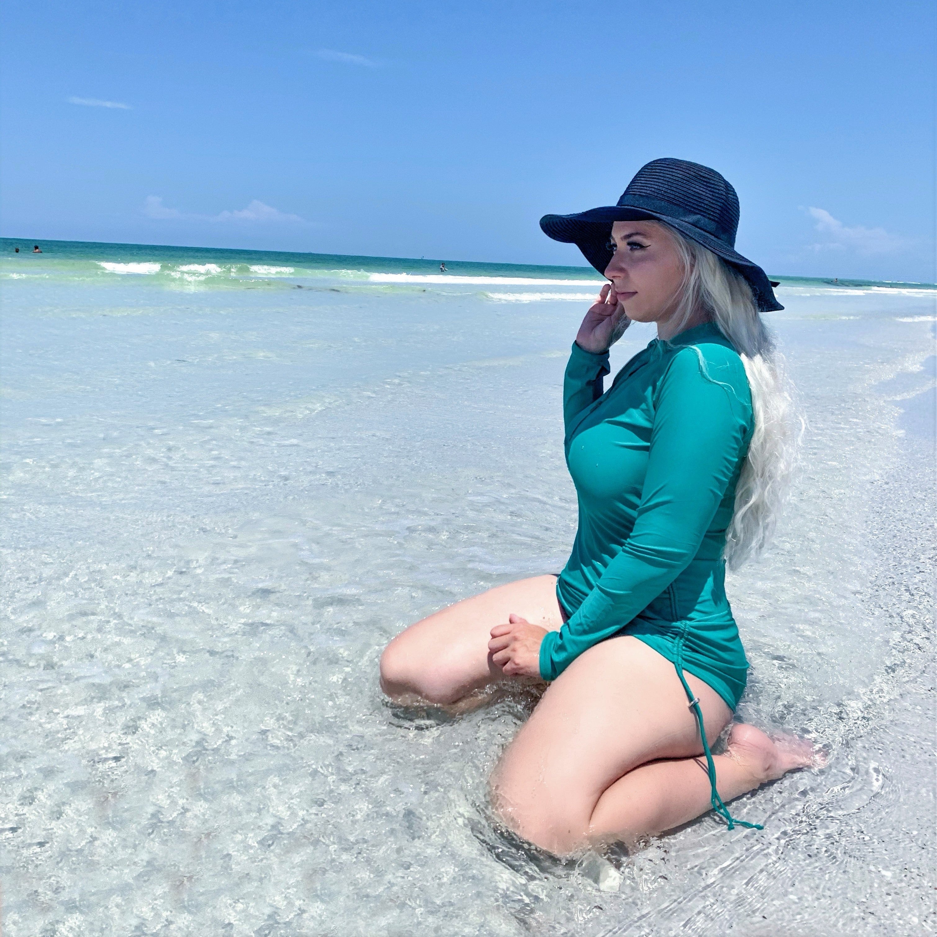 Women's Half Zip Swim Dress Cover Up | "Greenlake"-SwimZip UPF 50+ Sun Protective Swimwear & UV Zipper Rash Guards-pos12