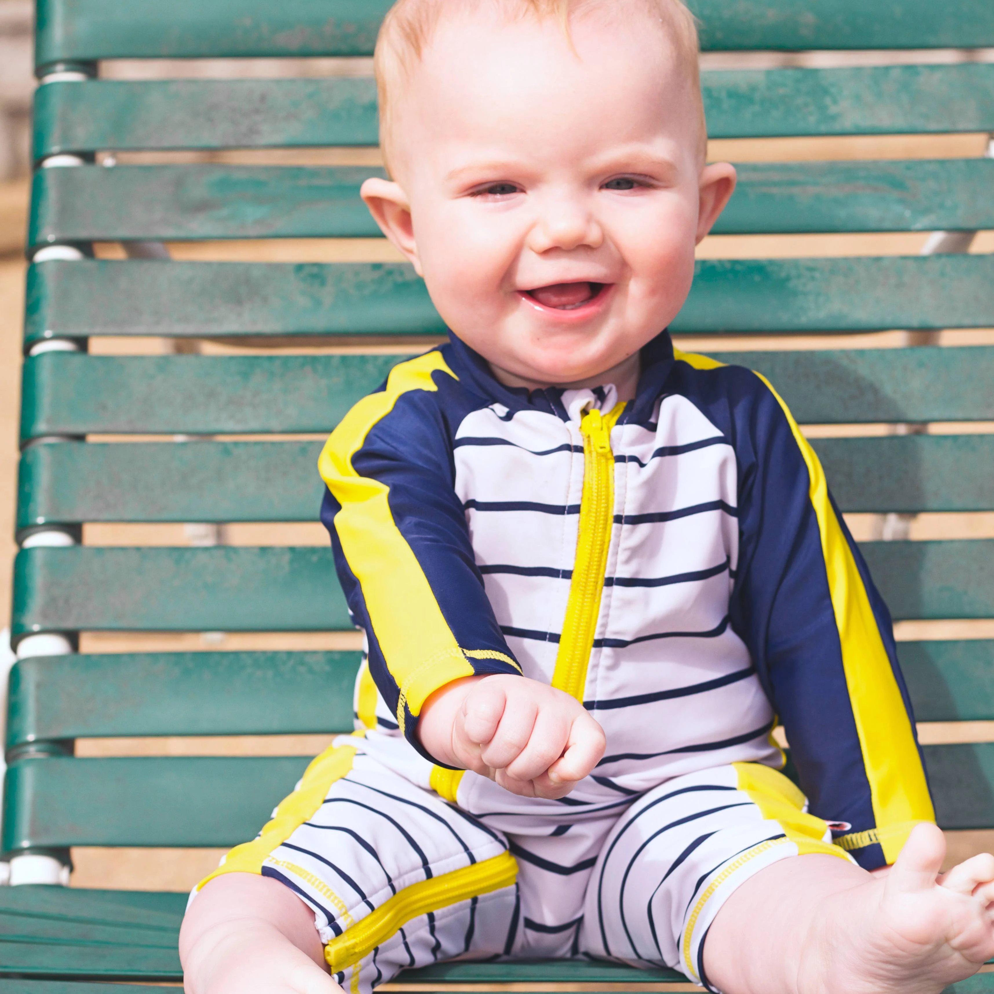 Sunsuit - Long Sleeve Romper Swimsuit | "Hampton’s Getaway"-SwimZip UPF 50+ Sun Protective Swimwear & UV Zipper Rash Guards-pos7