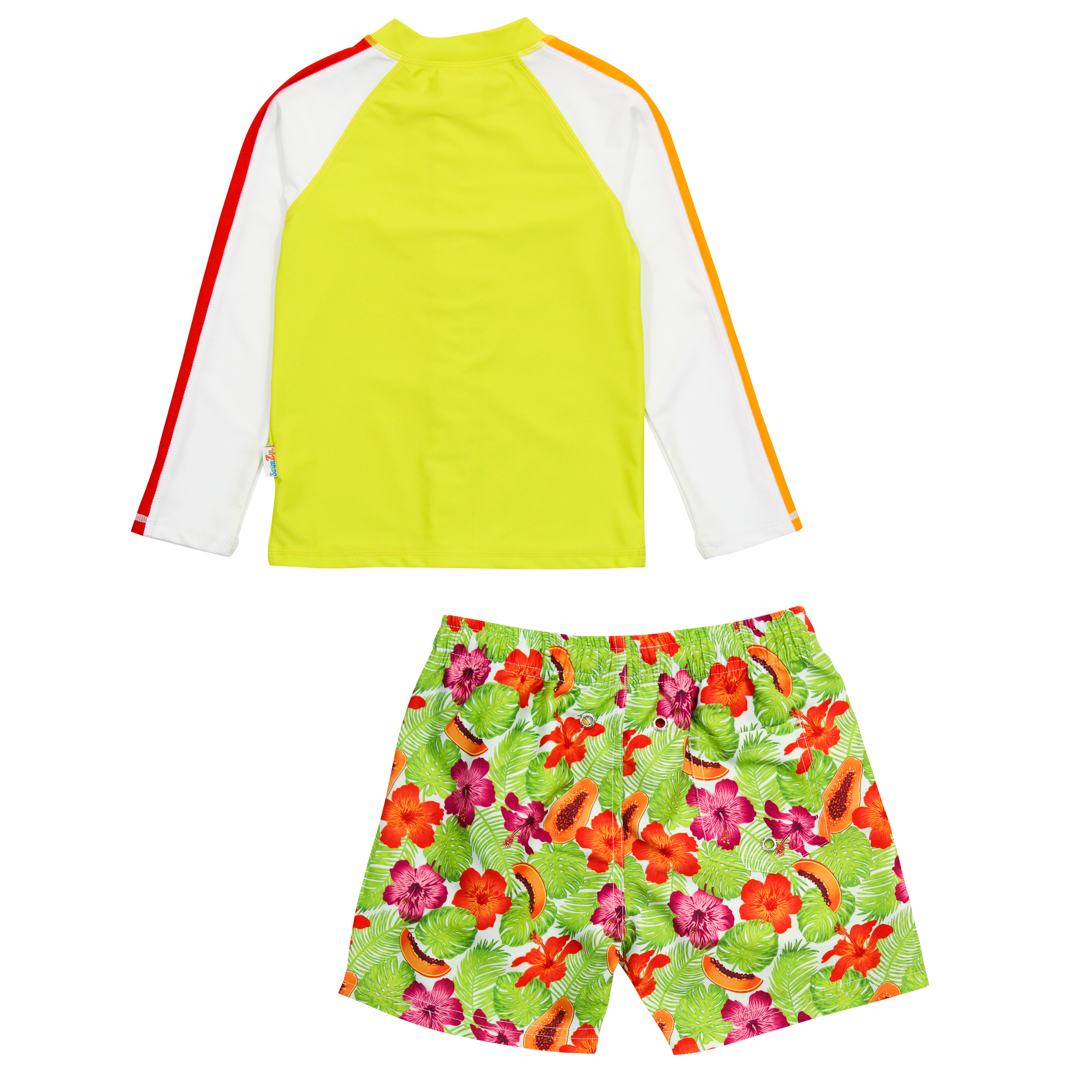 Boys Long Sleeve Zipper Rash Guard and Swim Trunk Set | "Hibiscus"-SwimZip UPF 50+ Sun Protective Swimwear & UV Zipper Rash Guards-pos10