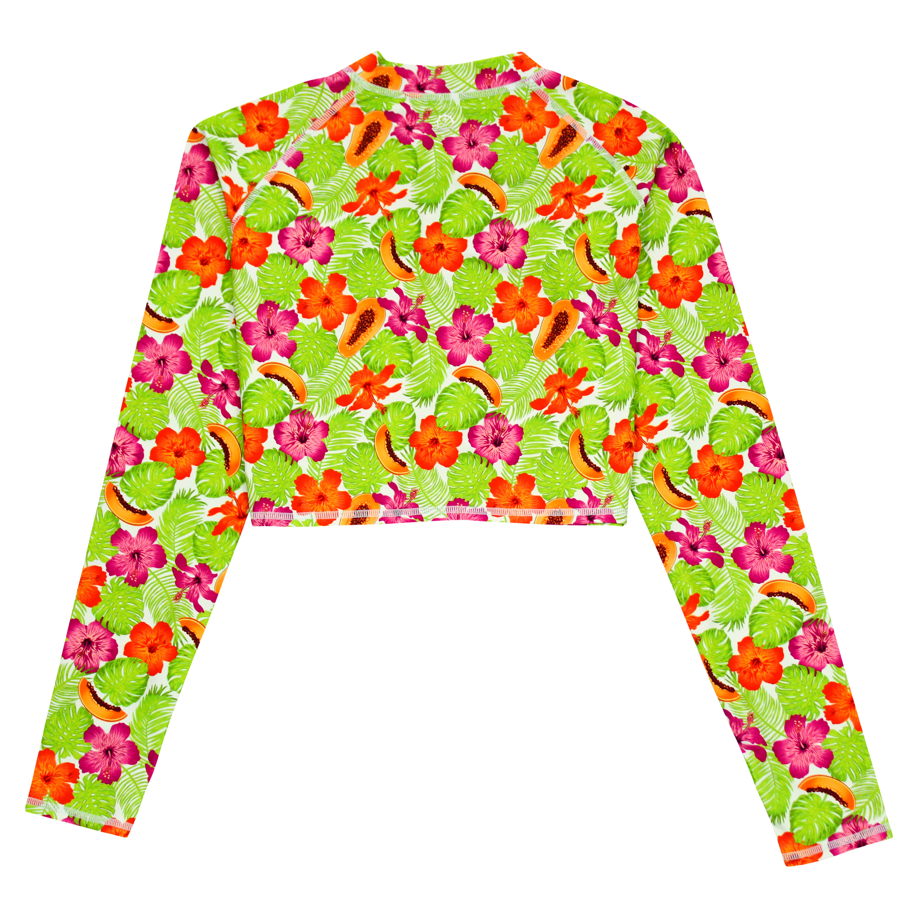 Women's Long Sleeve Crop Rash Guard | “Hibiscus”-SwimZip UPF 50+ Sun Protective Swimwear & UV Zipper Rash Guards-pos8
