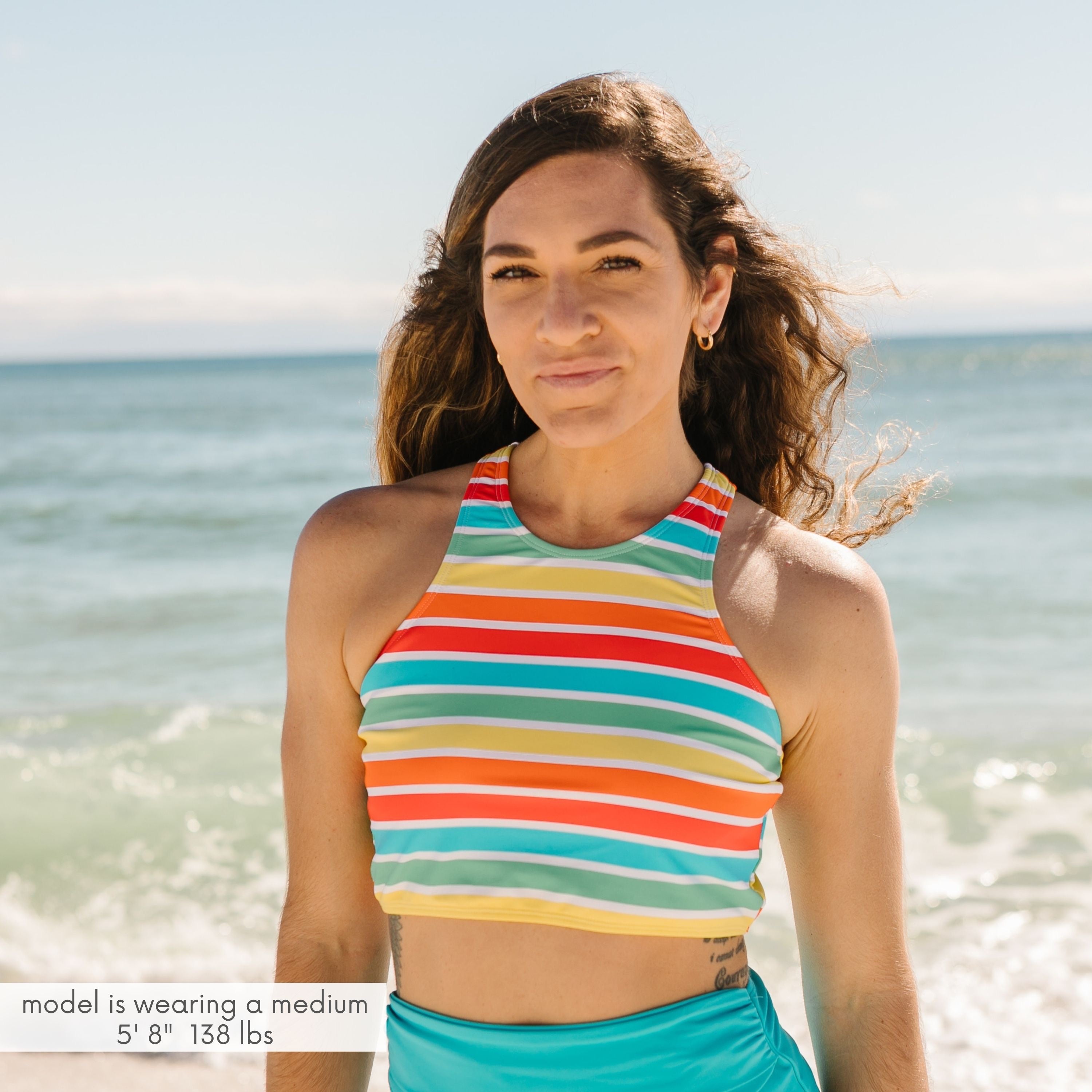 Women's Halter Bikini Top | "Rainbow"-SwimZip UPF 50+ Sun Protective Swimwear & UV Zipper Rash Guards-pos2