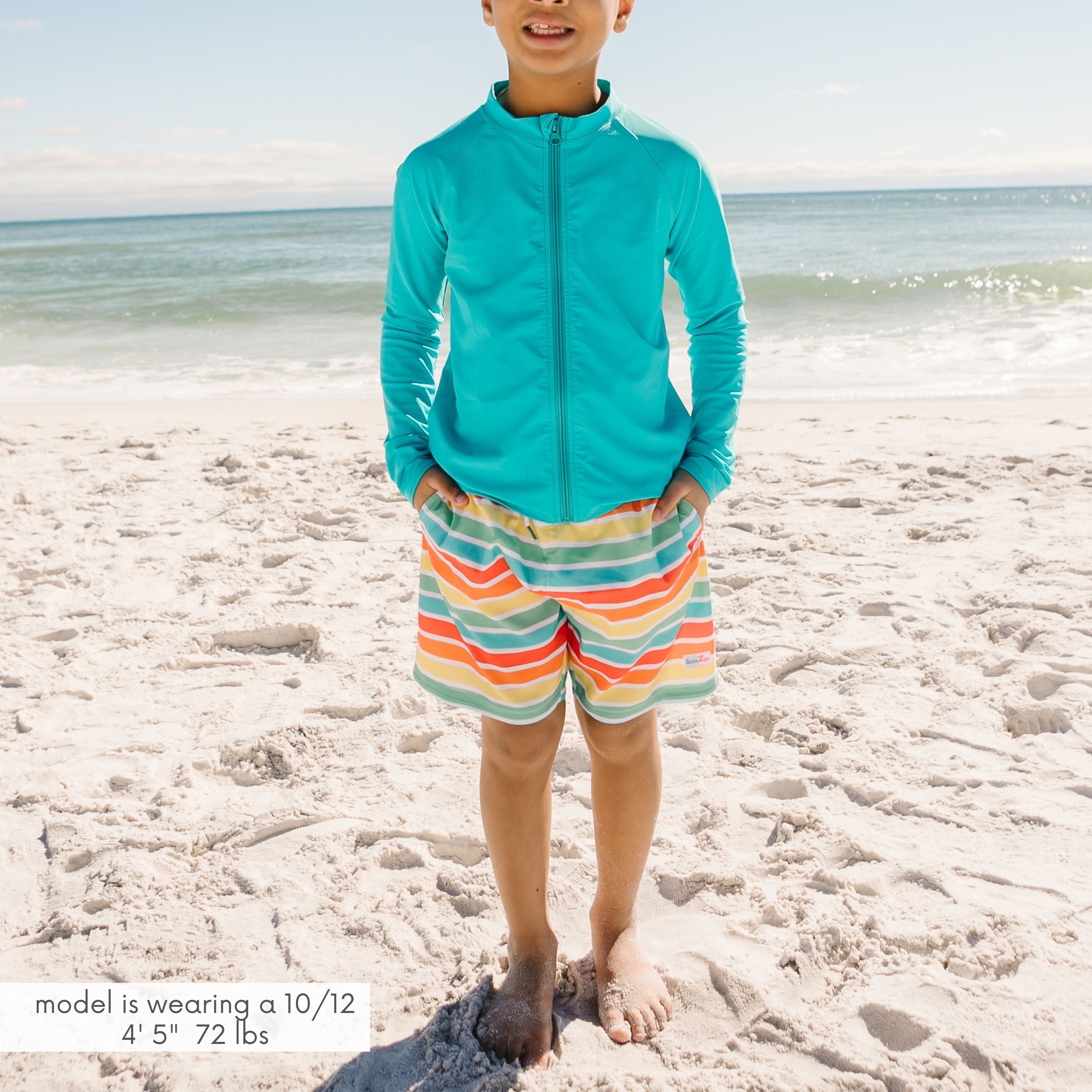 Boys Swim Trunks Boxer Brief Liner (Sizes 6-14) | "Rainbow"-SwimZip UPF 50+ Sun Protective Swimwear & UV Zipper Rash Guards-pos2