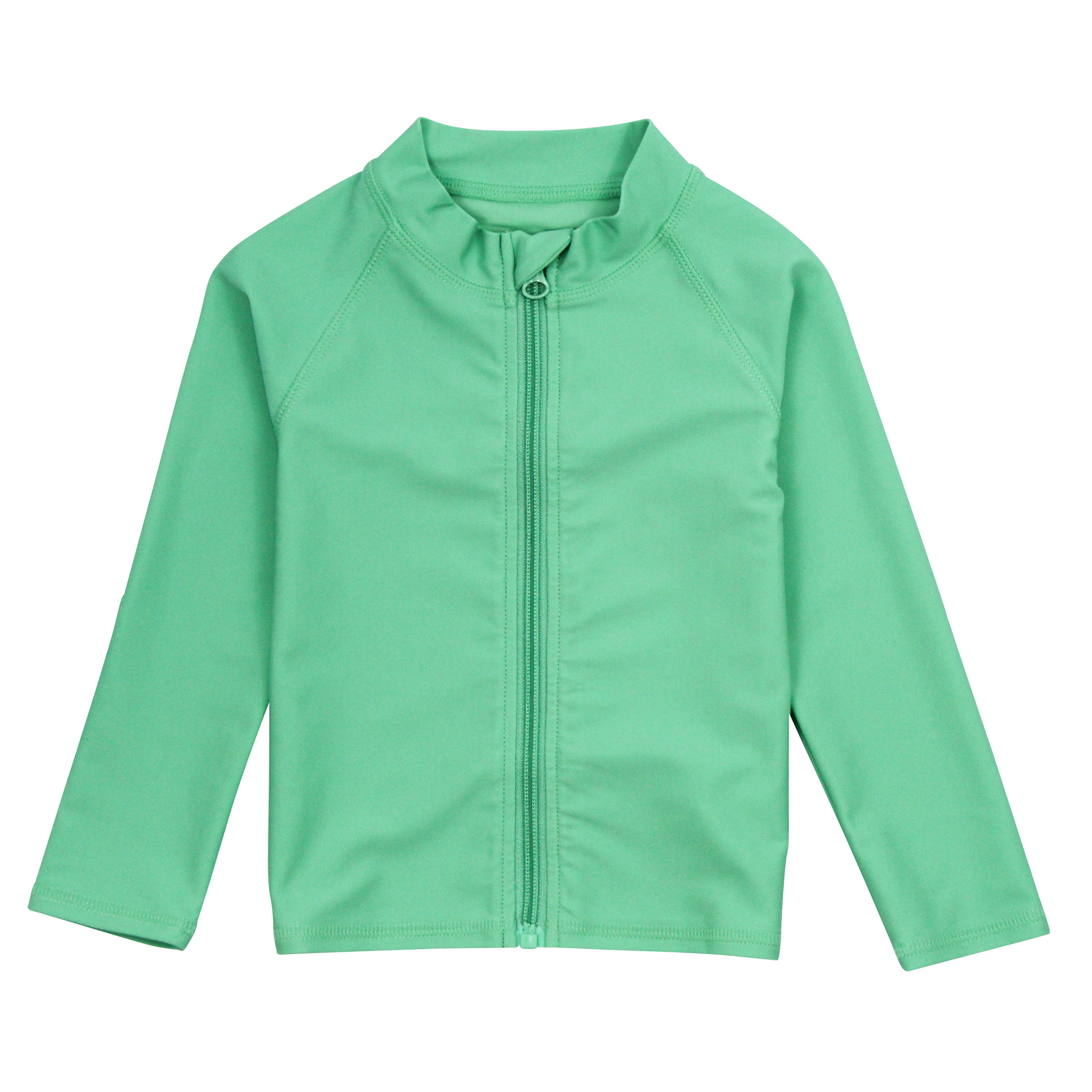 Kids UPF 50+ Long Sleeve Zipper Rash Guard Swim Shirt | "Light Jade"-0-3 Month-Light Jade-SwimZip UPF 50+ Sun Protective Swimwear & UV Zipper Rash Guards-pos1