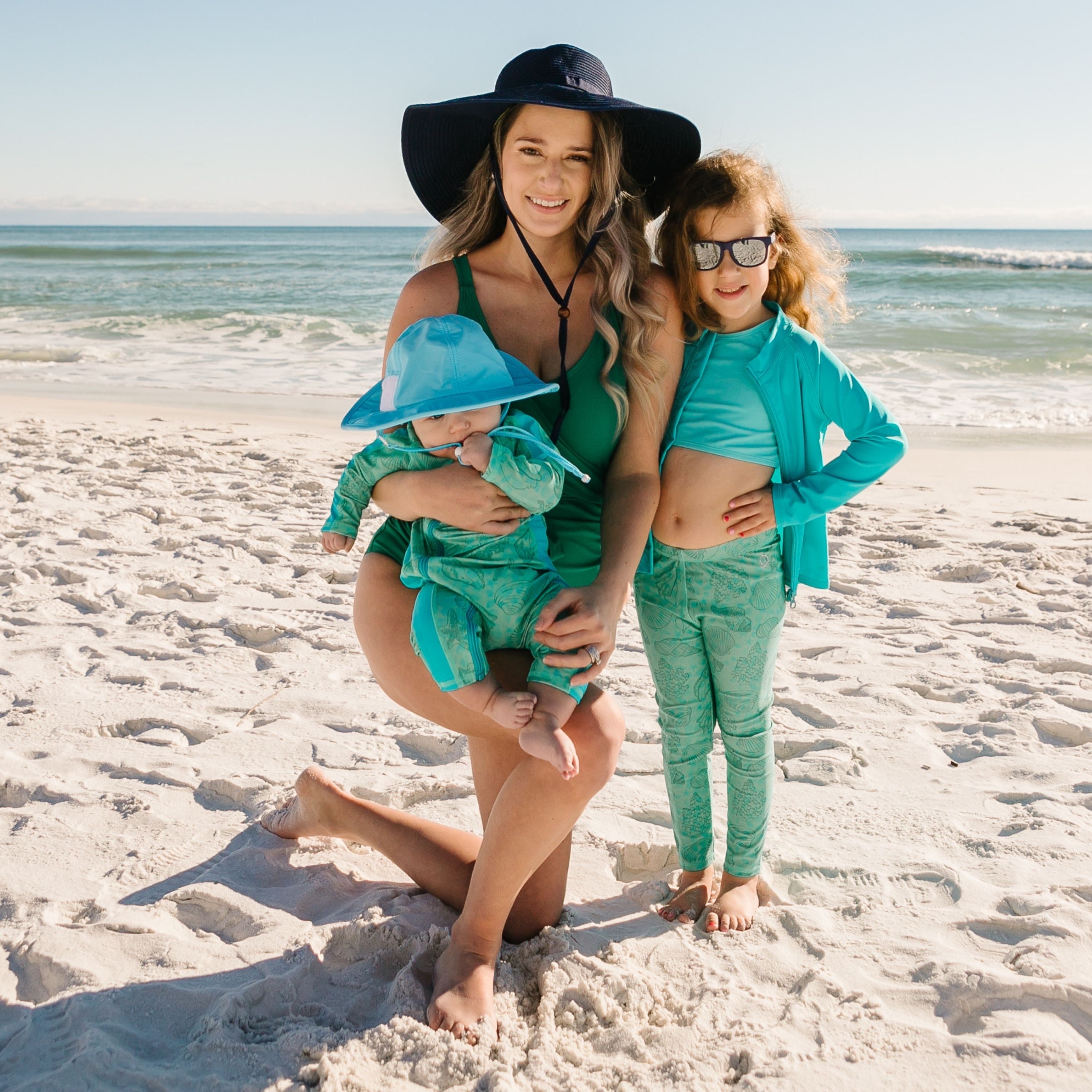 Sunsuit - Long Sleeve Romper Swimsuit | "Seashell"-SwimZip UPF 50+ Sun Protective Swimwear & UV Zipper Rash Guards-pos7