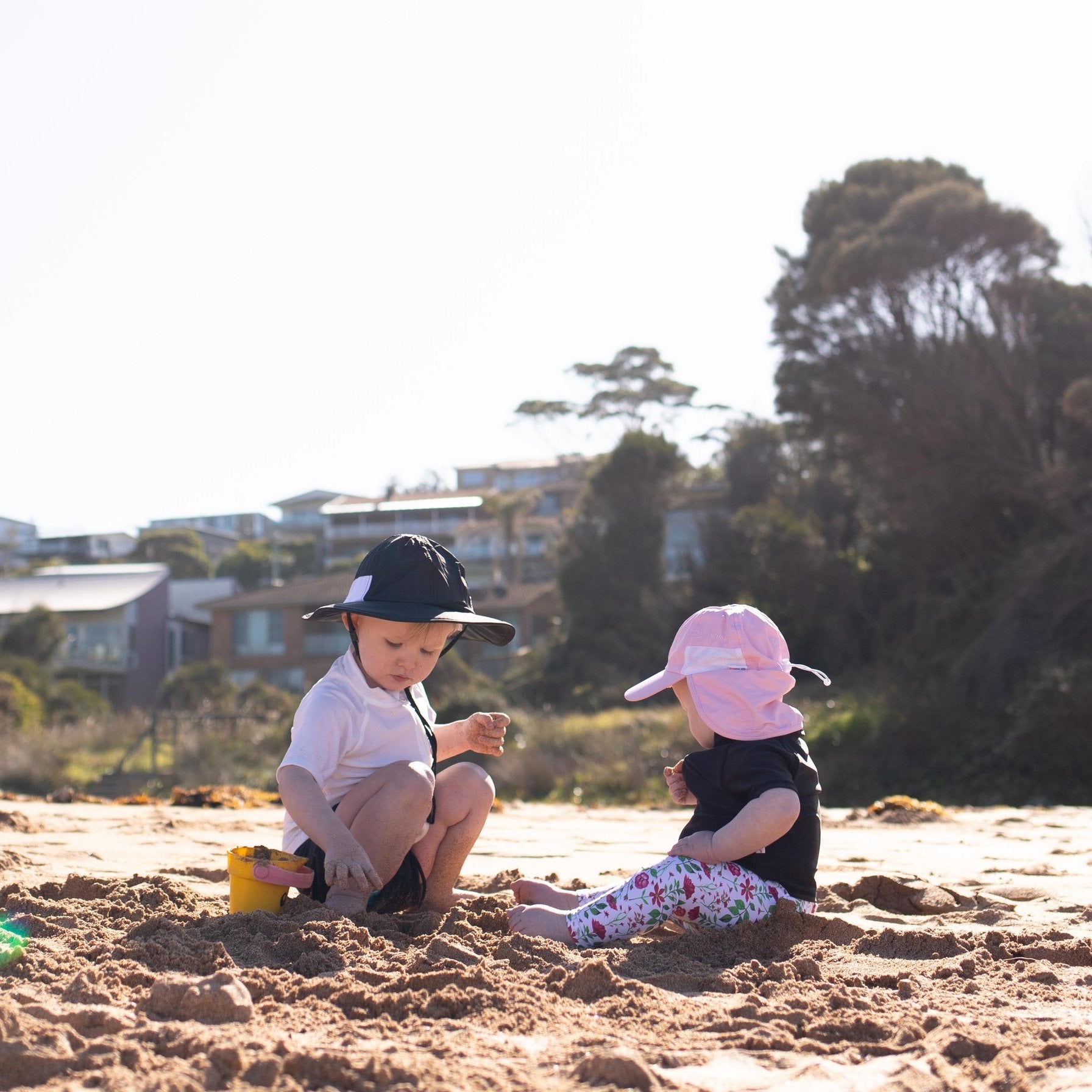 Kids Flap Hat | Pink-SwimZip UPF 50+ Sun Protective Swimwear & UV Zipper Rash Guards-pos5