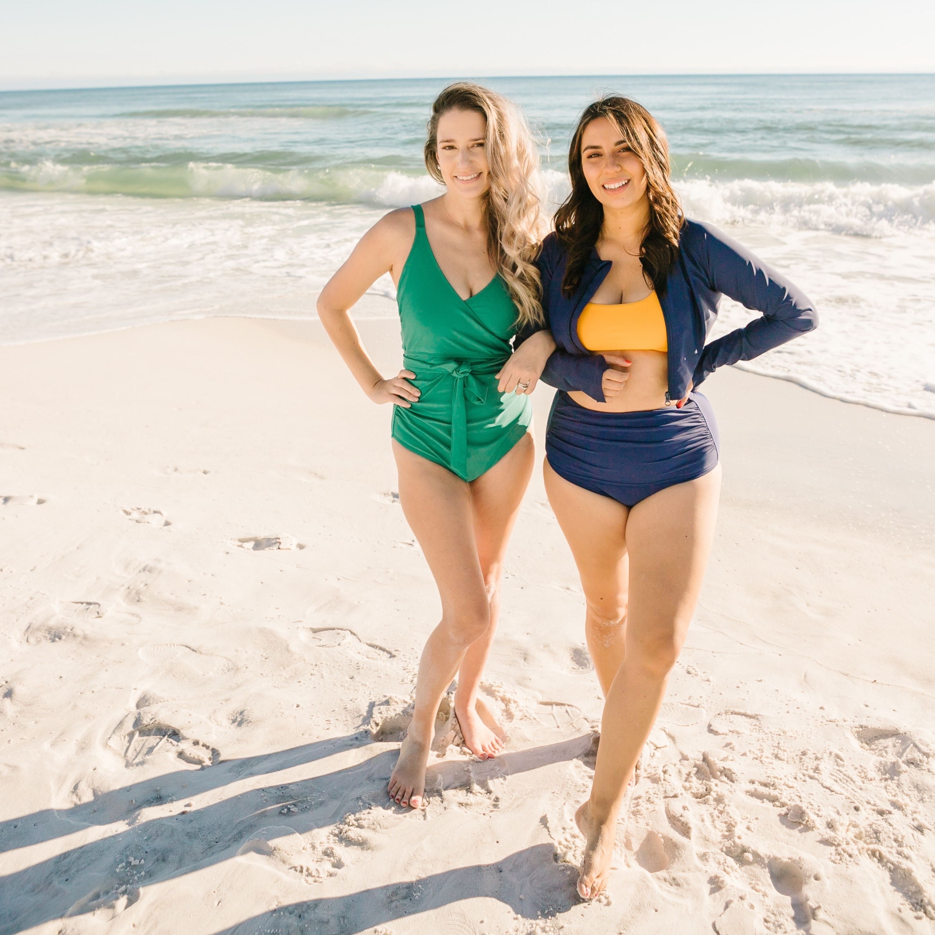 Women's High Waist Bikini Bottoms Ruched | "Navy"-SwimZip UPF 50+ Sun Protective Swimwear & UV Zipper Rash Guards-pos8