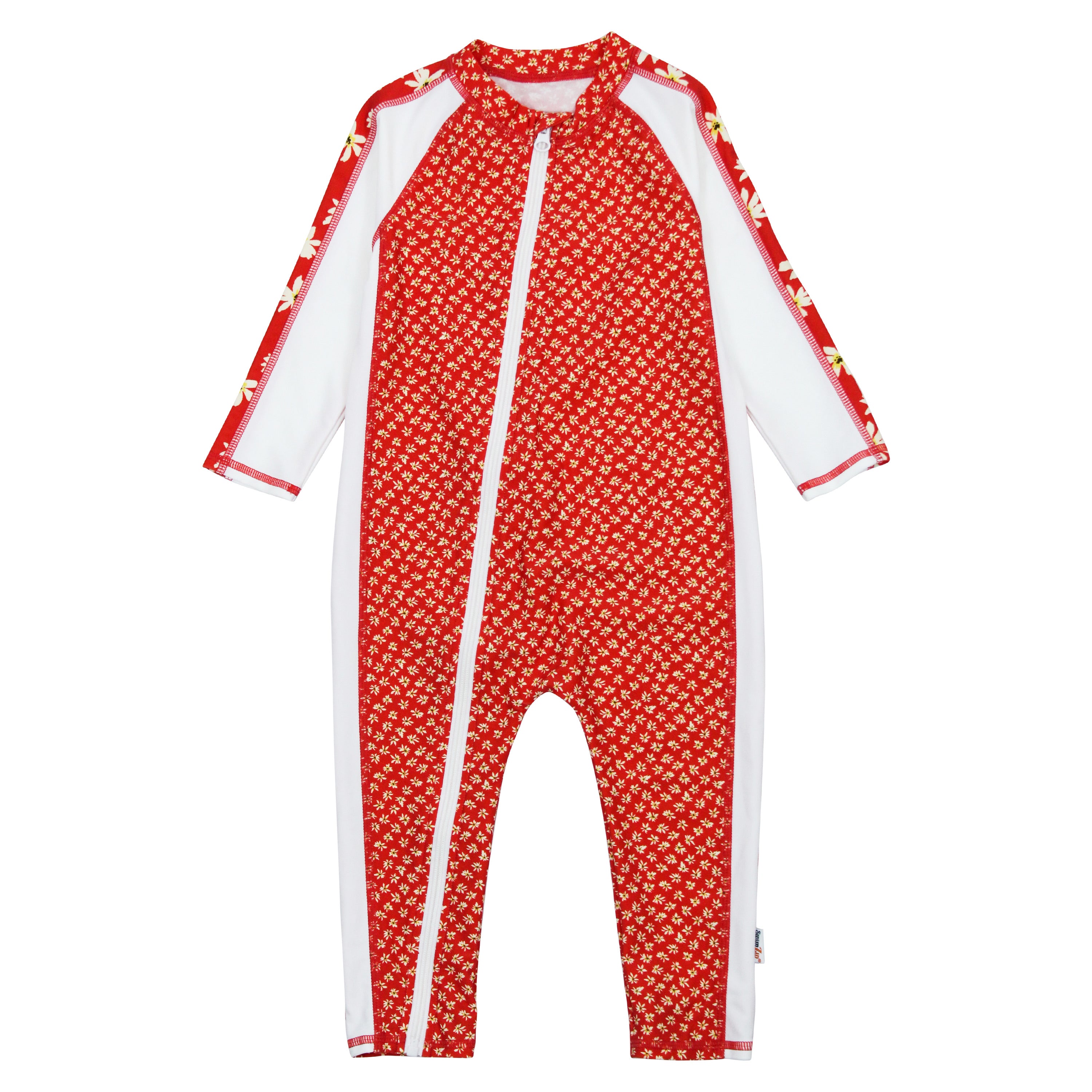 Sunsuit - Long Sleeve Romper Swimsuit | "Daisy"-0-6 Month-Daisy-SwimZip UPF 50+ Sun Protective Swimwear & UV Zipper Rash Guards-pos1