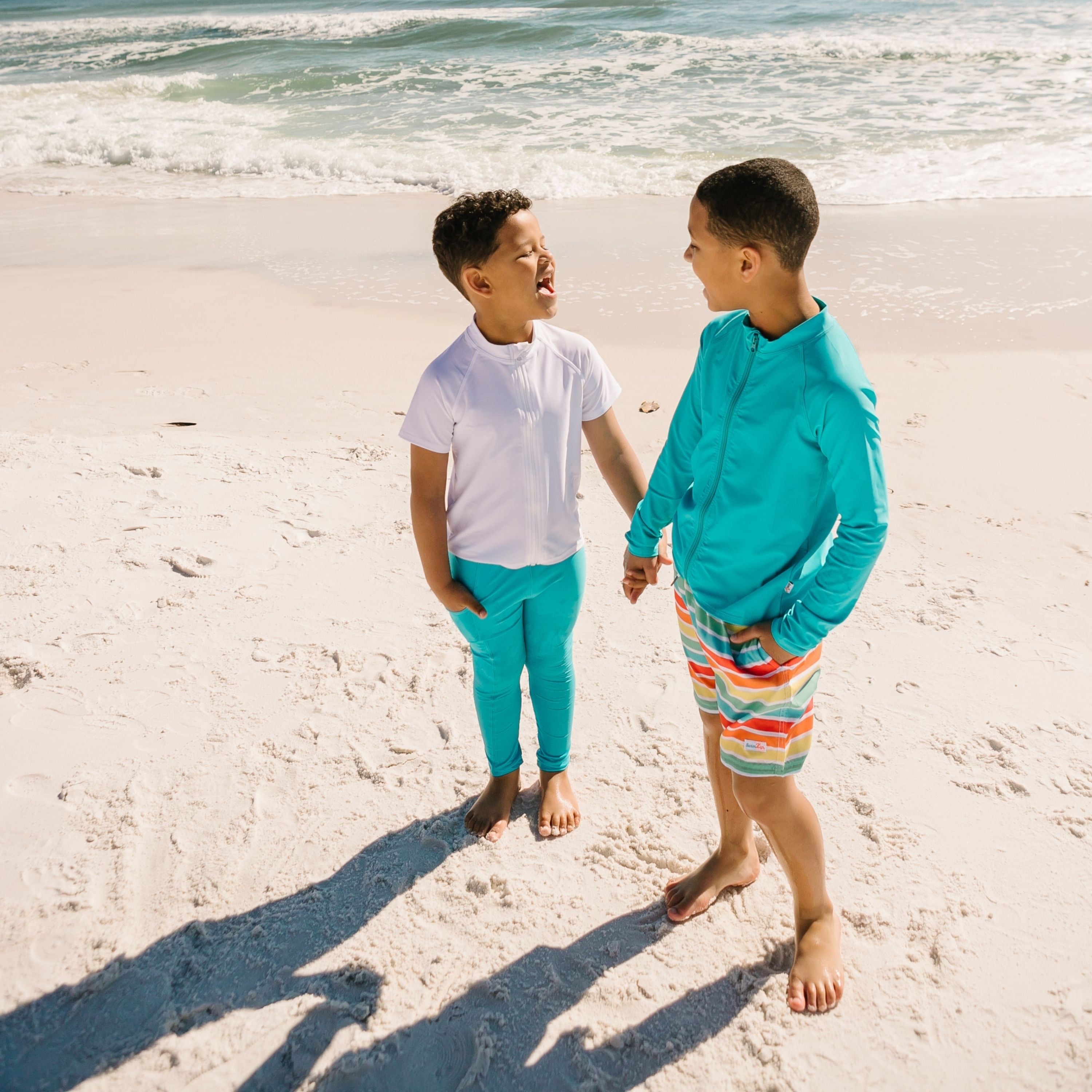 Kids Short Sleeve Zipper Rash Guard Swim Shirt | “White”-SwimZip UPF 50+ Sun Protective Swimwear & UV Zipper Rash Guards-pos8