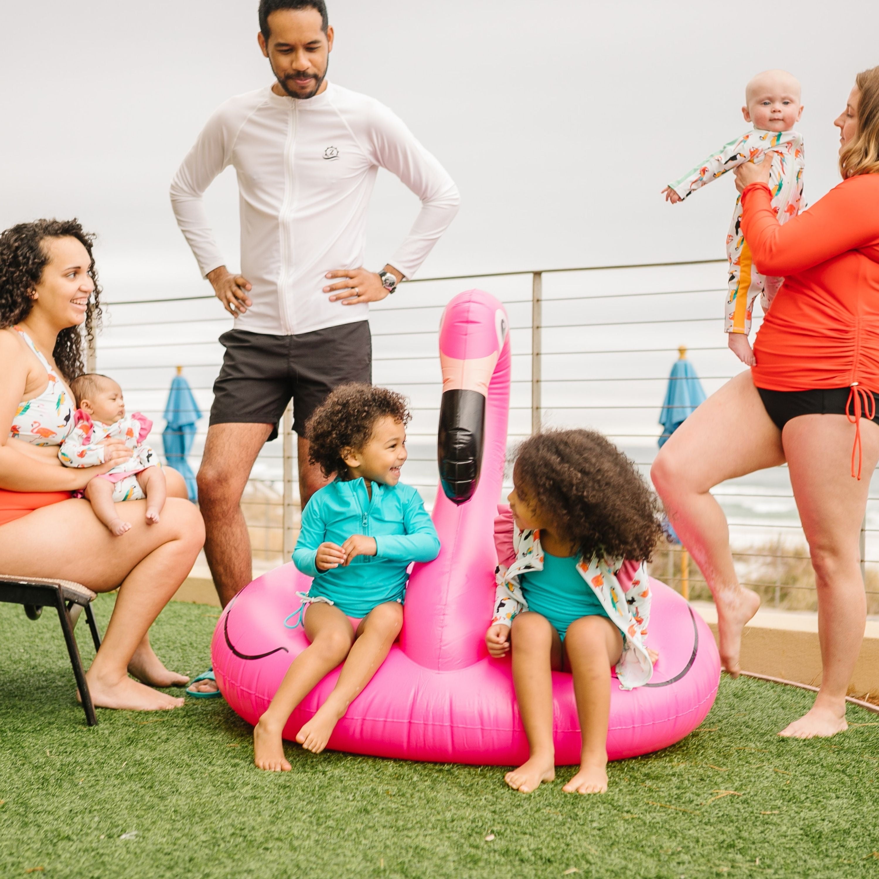 Girls Long Sleeve Swim Dress Cover Up | "Scuba Blue"-SwimZip UPF 50+ Sun Protective Swimwear & UV Zipper Rash Guards-pos10